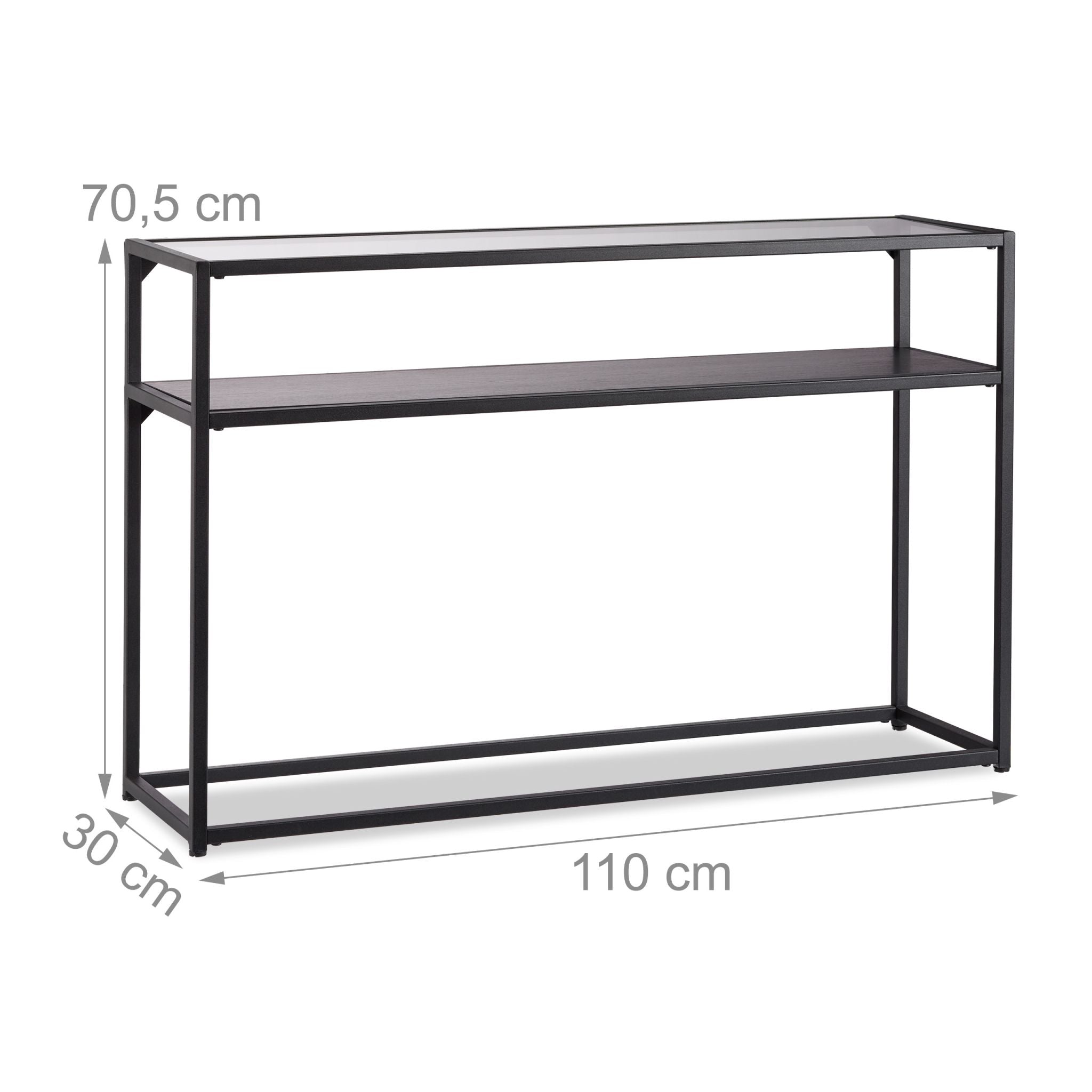 Konsolentisch mit Glasplatte Schwarz-Transparent von Relaxdays