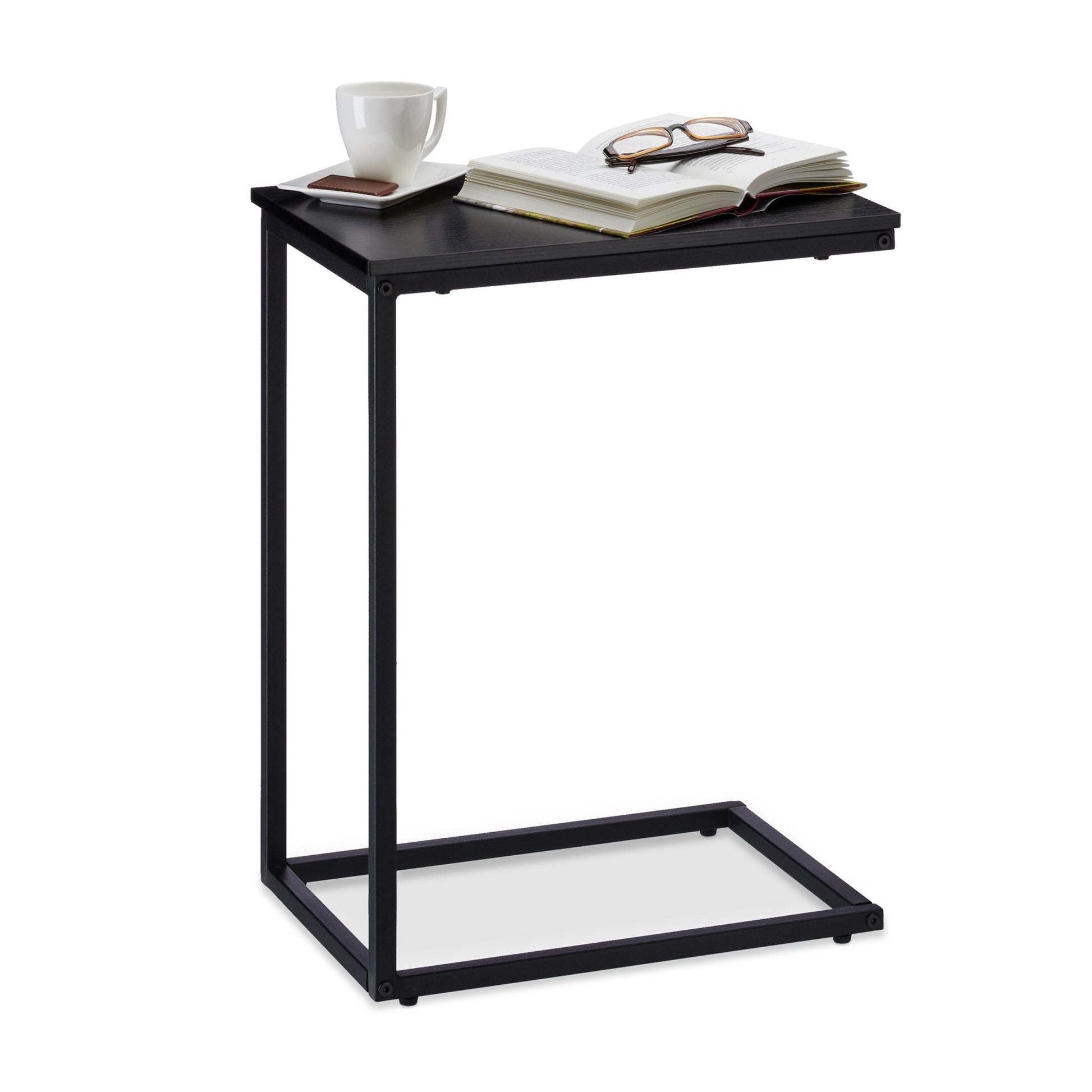 Beistelltisch schwarz mit Metallgestell Schwarz von Relaxdays