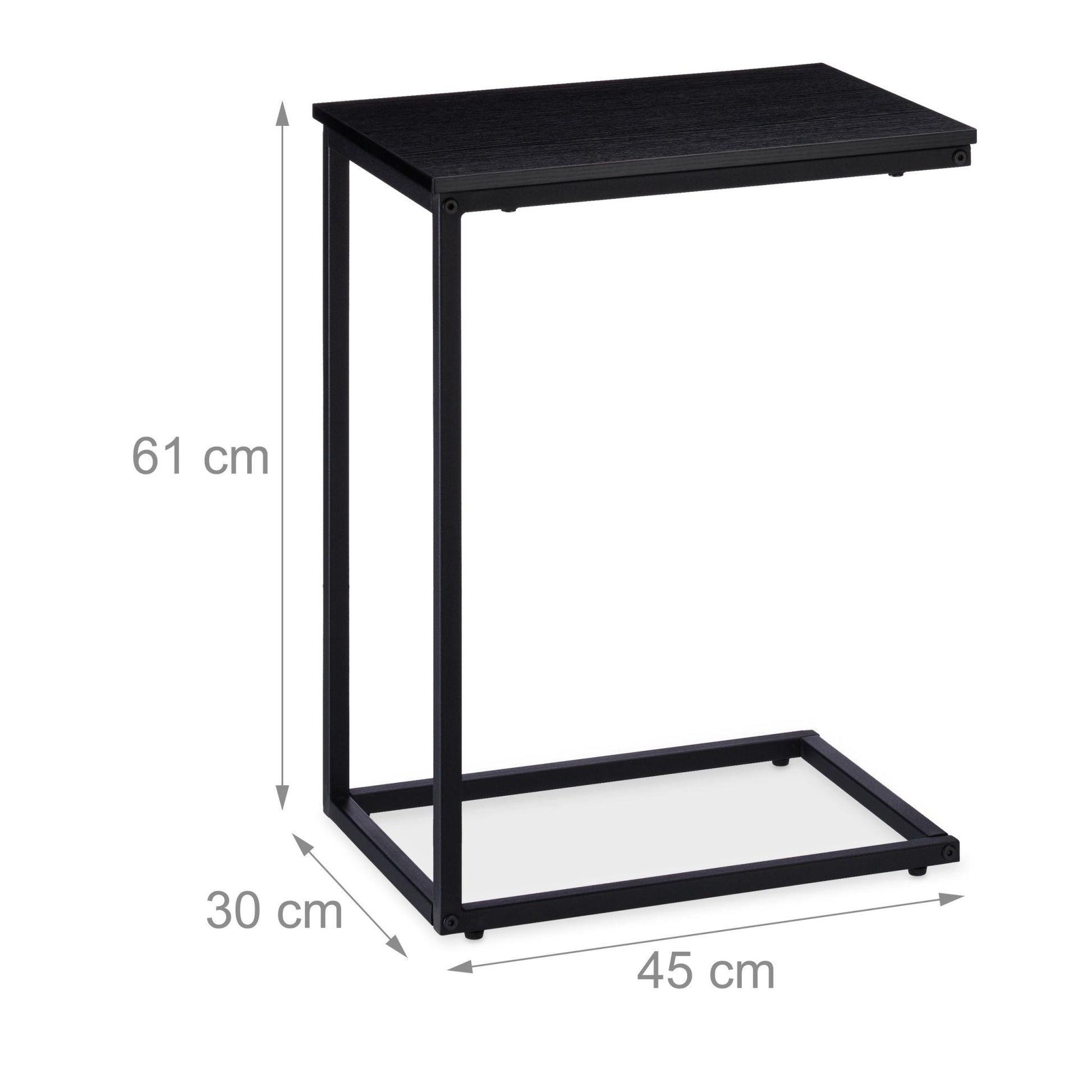 Beistelltisch schwarz mit Metallgestell Schwarz von Relaxdays