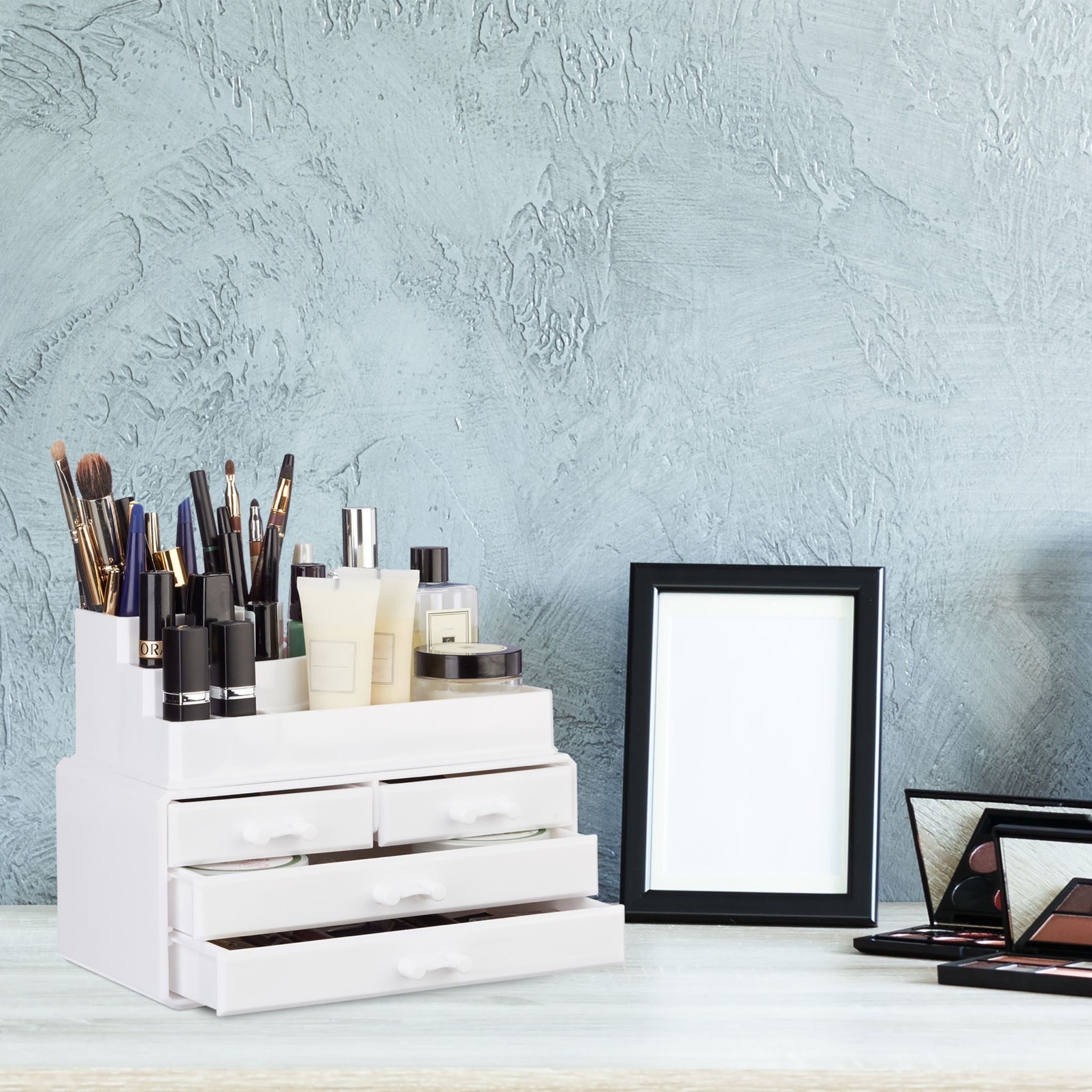Make Up Organizer mit 4 Schubladen Weiss von Relaxdays