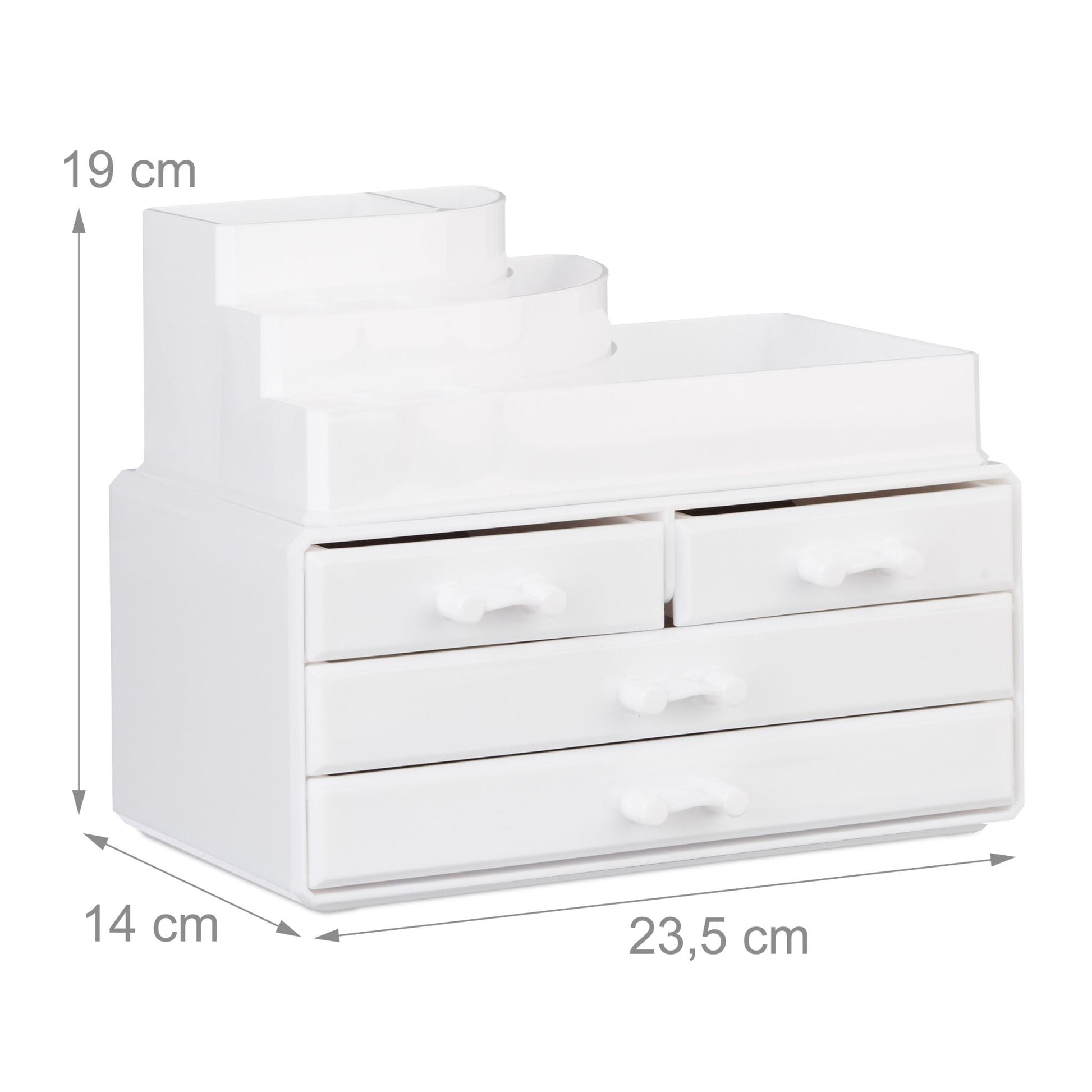 Make Up Organizer mit 4 Schubladen Weiss von Relaxdays