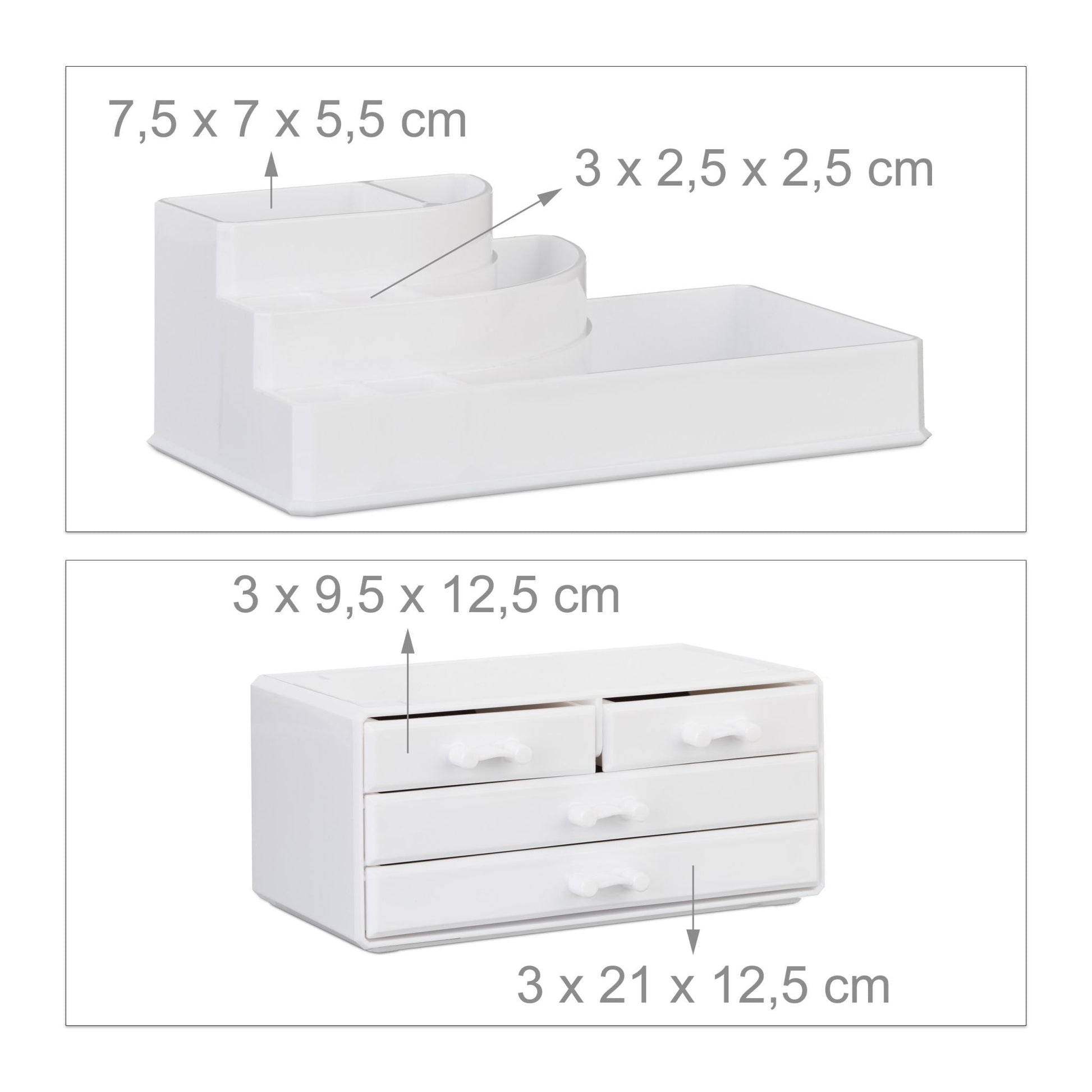 Make Up Organizer mit 4 Schubladen Weiss von Relaxdays
