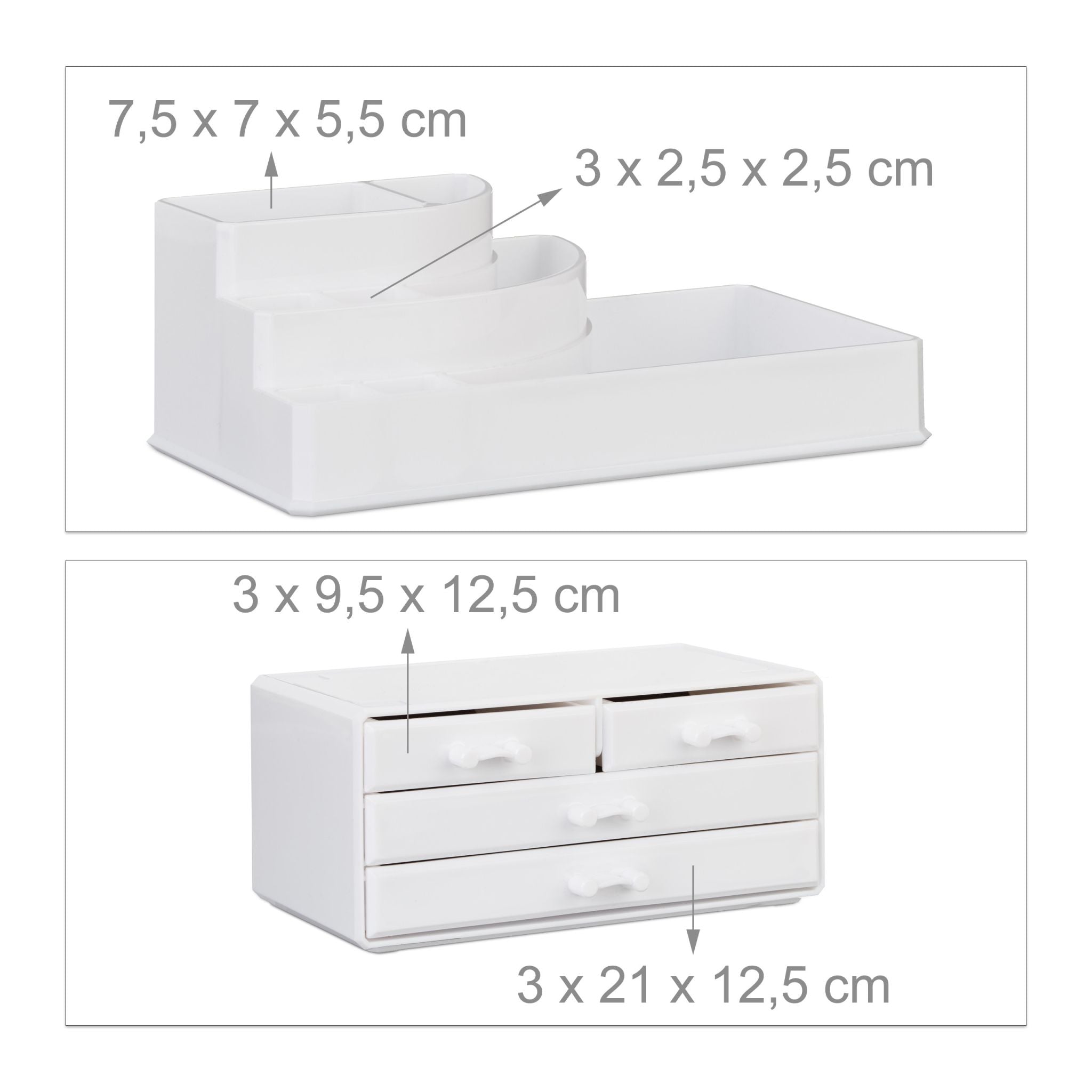 Make Up Organizer mit 4 Schubladen Weiss von Relaxdays