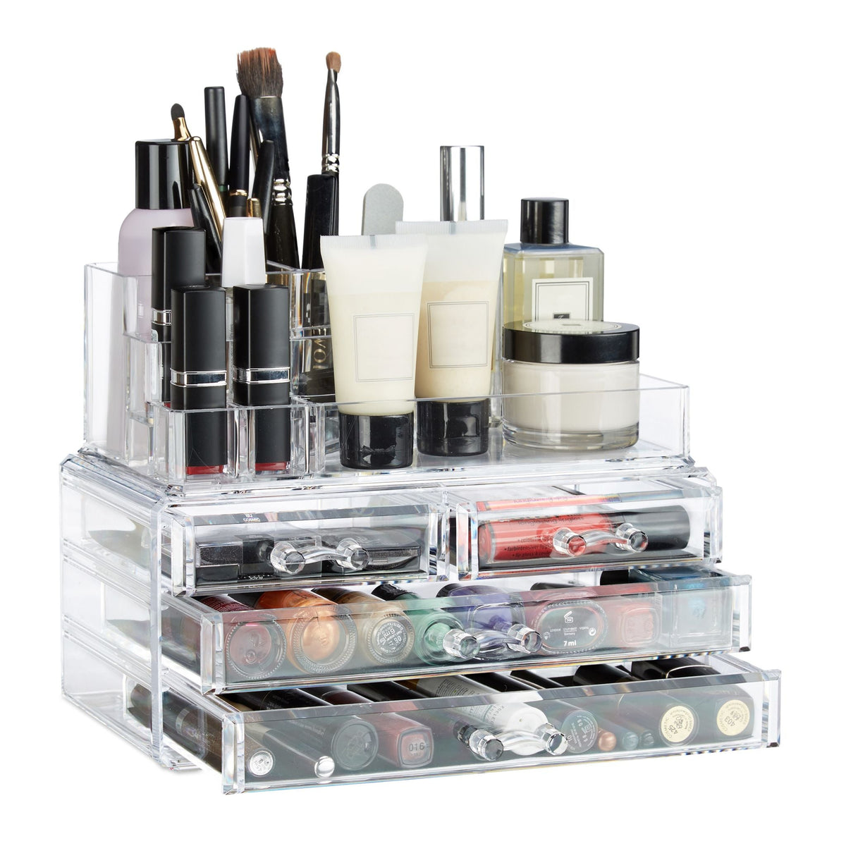 Make Up Organizer mit 4 Schubladen Transparent von Relaxdays