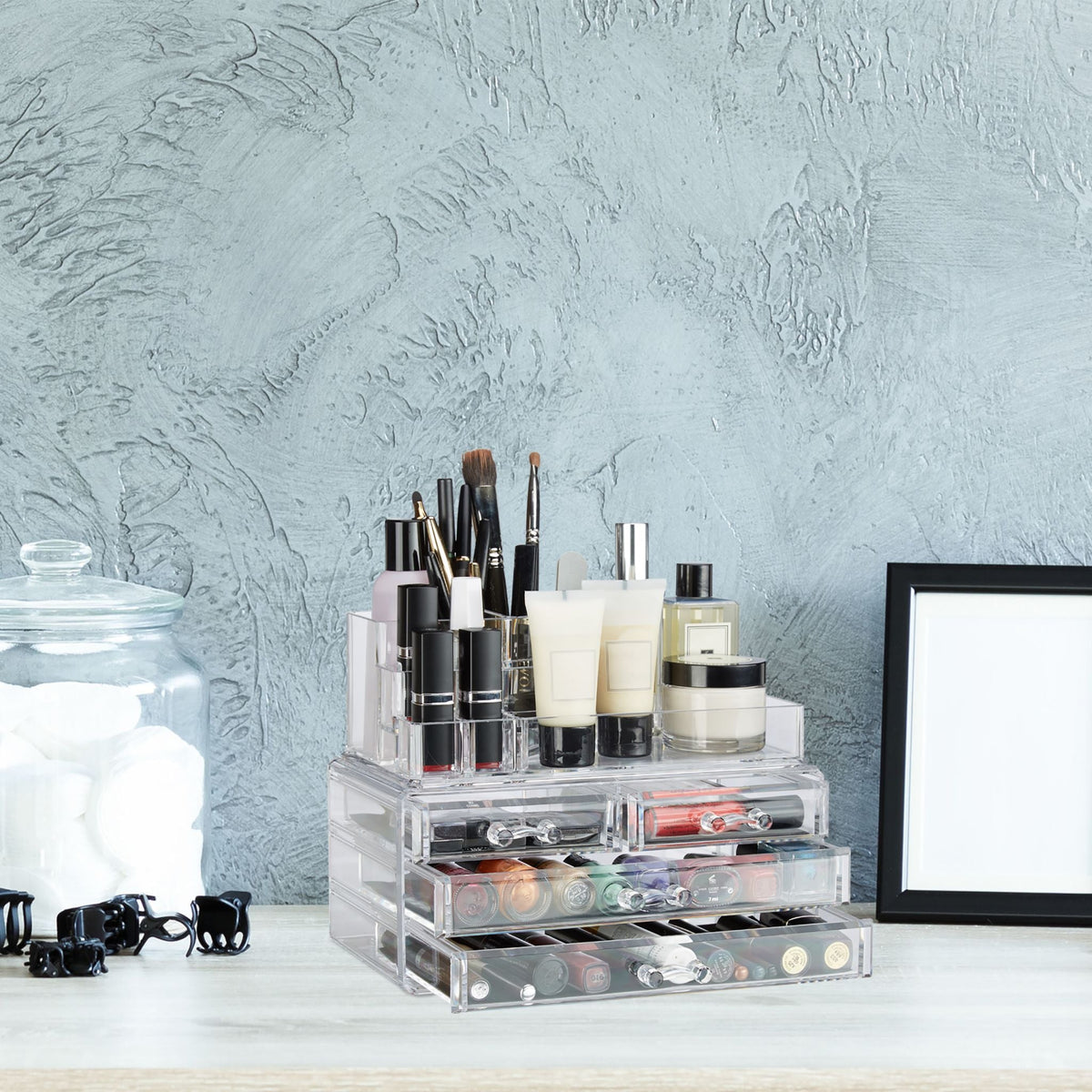 Make Up Organizer mit 4 Schubladen Transparent von Relaxdays