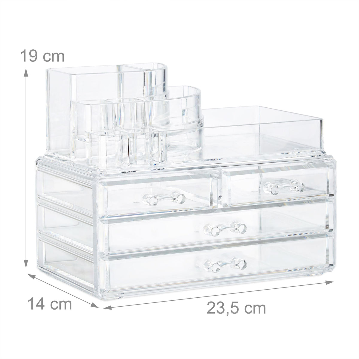 Make Up Organizer mit 4 Schubladen Transparent von Relaxdays