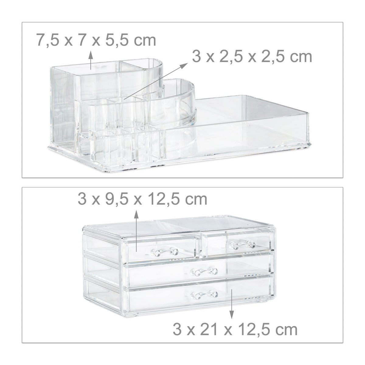 Make Up Organizer mit 4 Schubladen Transparent von Relaxdays