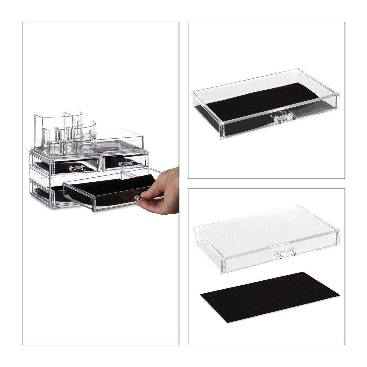Make Up Organizer mit 4 Schubladen Transparent von Relaxdays