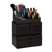 Make Up Organizer mit 21 Fächern Acryl Schwarz von Relaxdays