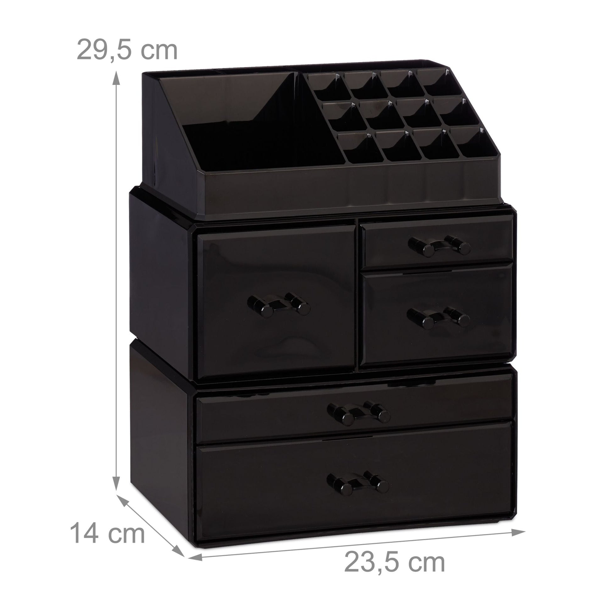 Make Up Organizer mit 21 Fächern Acryl Schwarz von Relaxdays