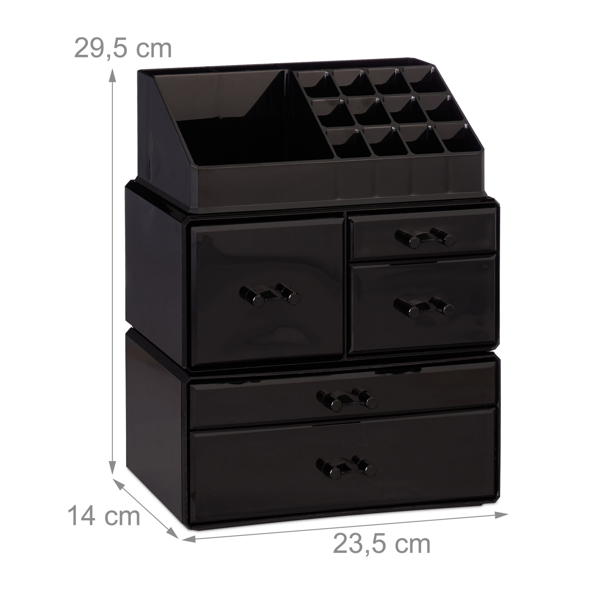 Make Up Organizer mit 21 Fächern Acryl Schwarz von Relaxdays