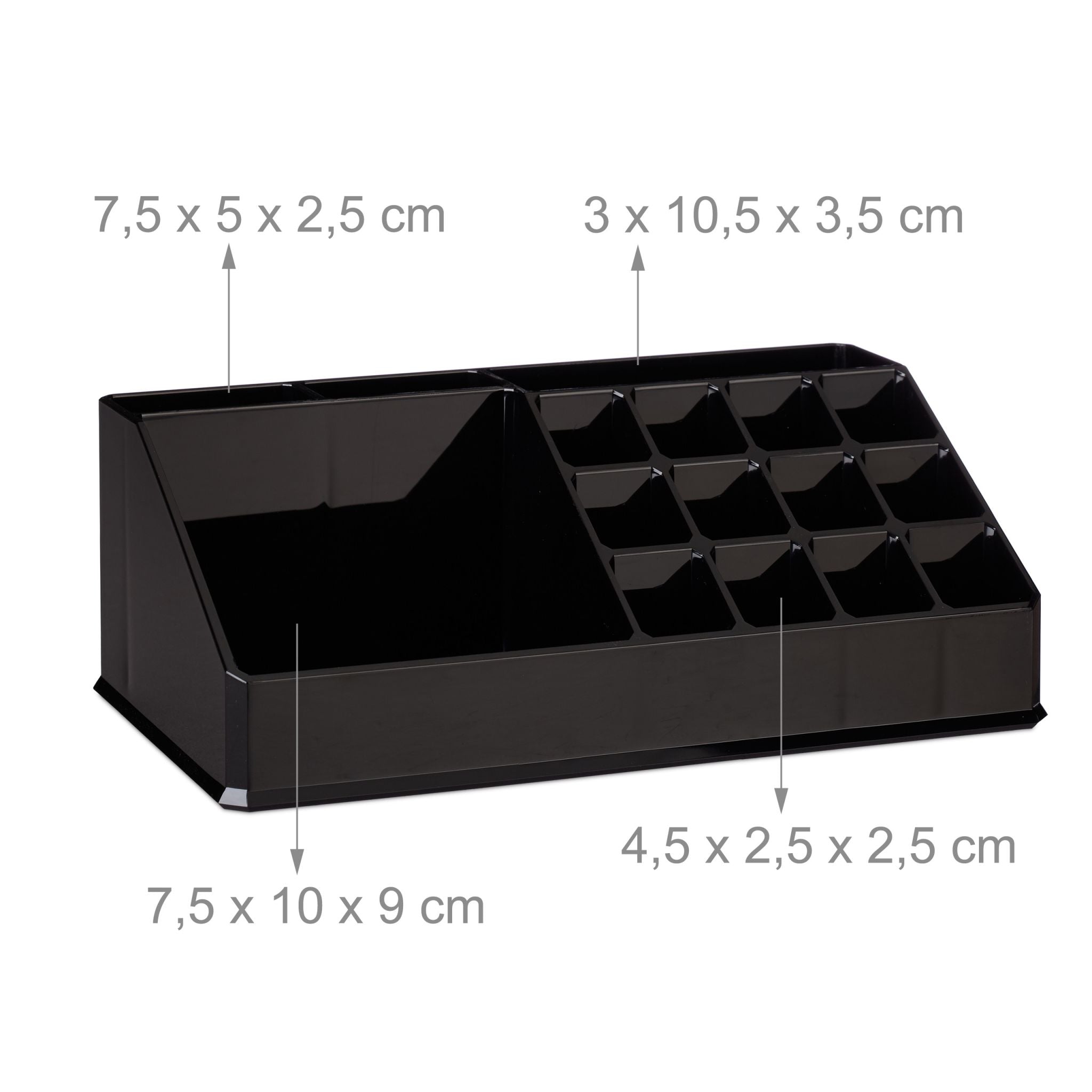 Make Up Organizer mit 21 Fächern Acryl Schwarz von Relaxdays