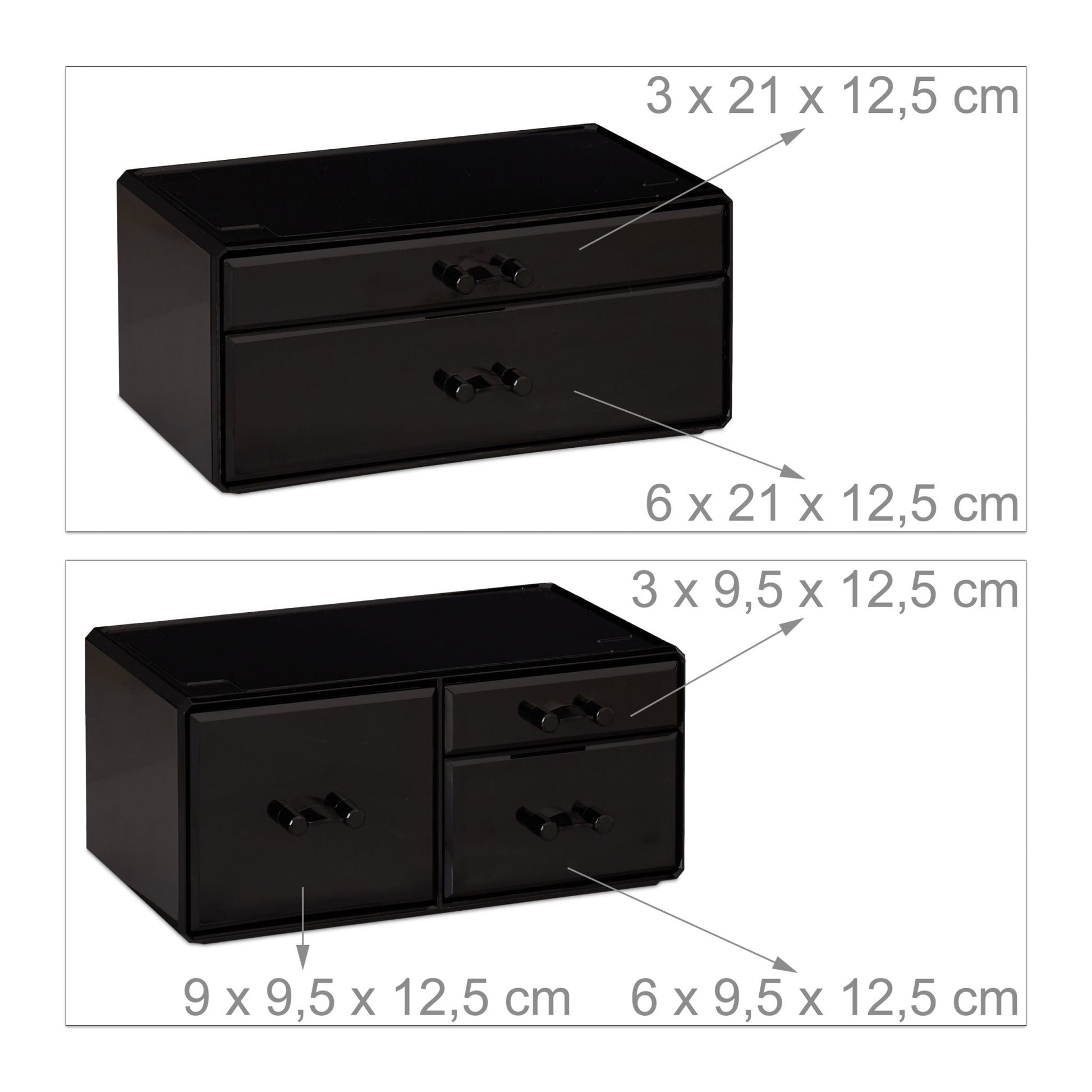 Make Up Organizer mit 21 Fächern Acryl Schwarz von Relaxdays