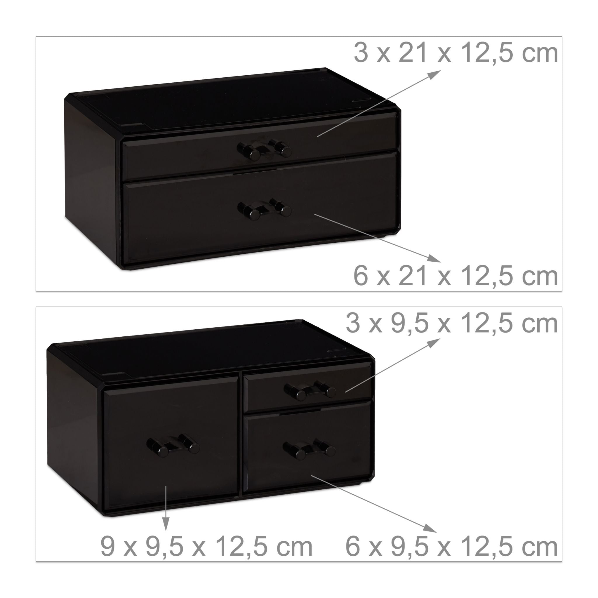 Make Up Organizer mit 21 Fächern Acryl Schwarz von Relaxdays