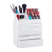Make Up Organizer mit 21 Fächern Acryl Weiss von Relaxdays
