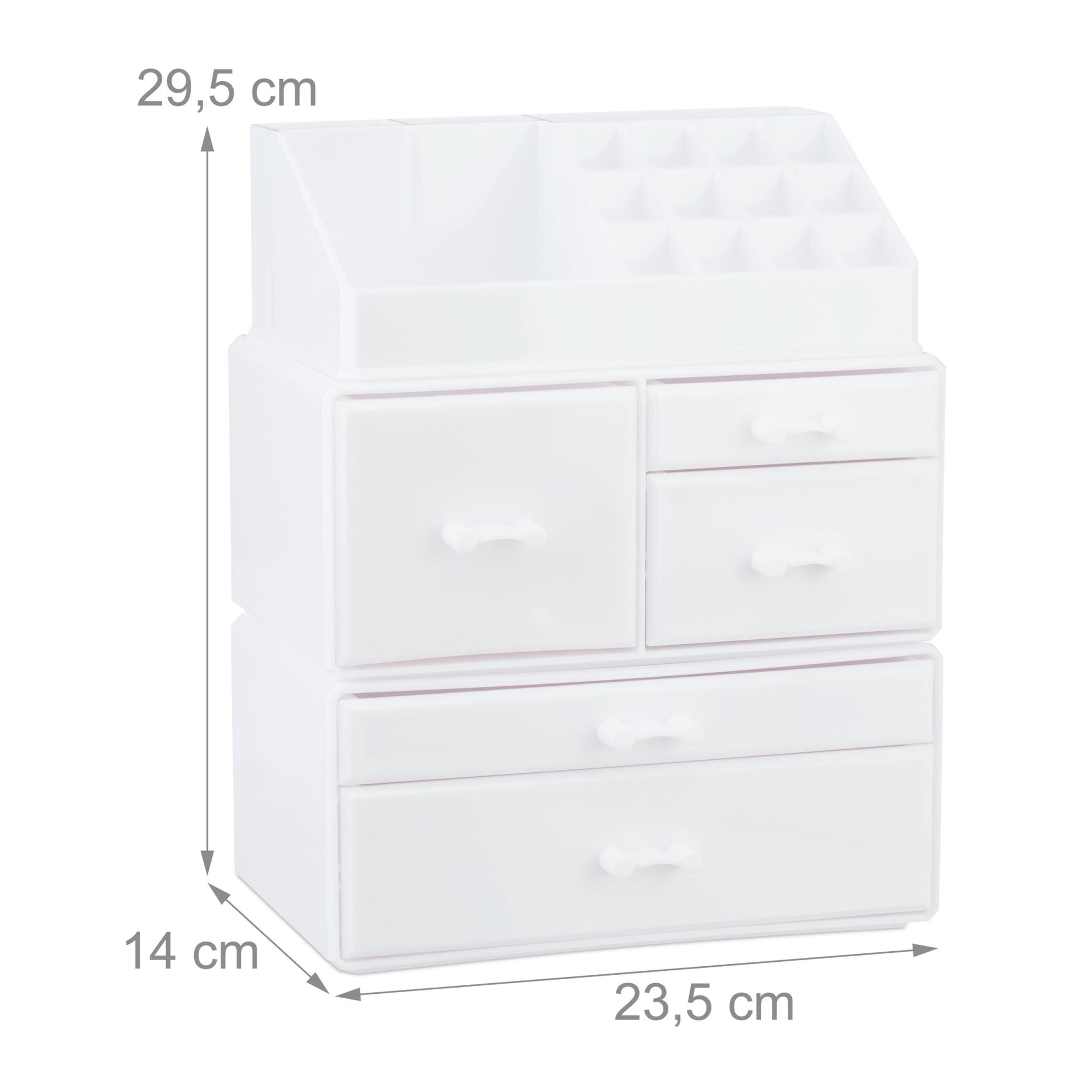 Make Up Organizer mit 21 Fächern Acryl Weiss von Relaxdays