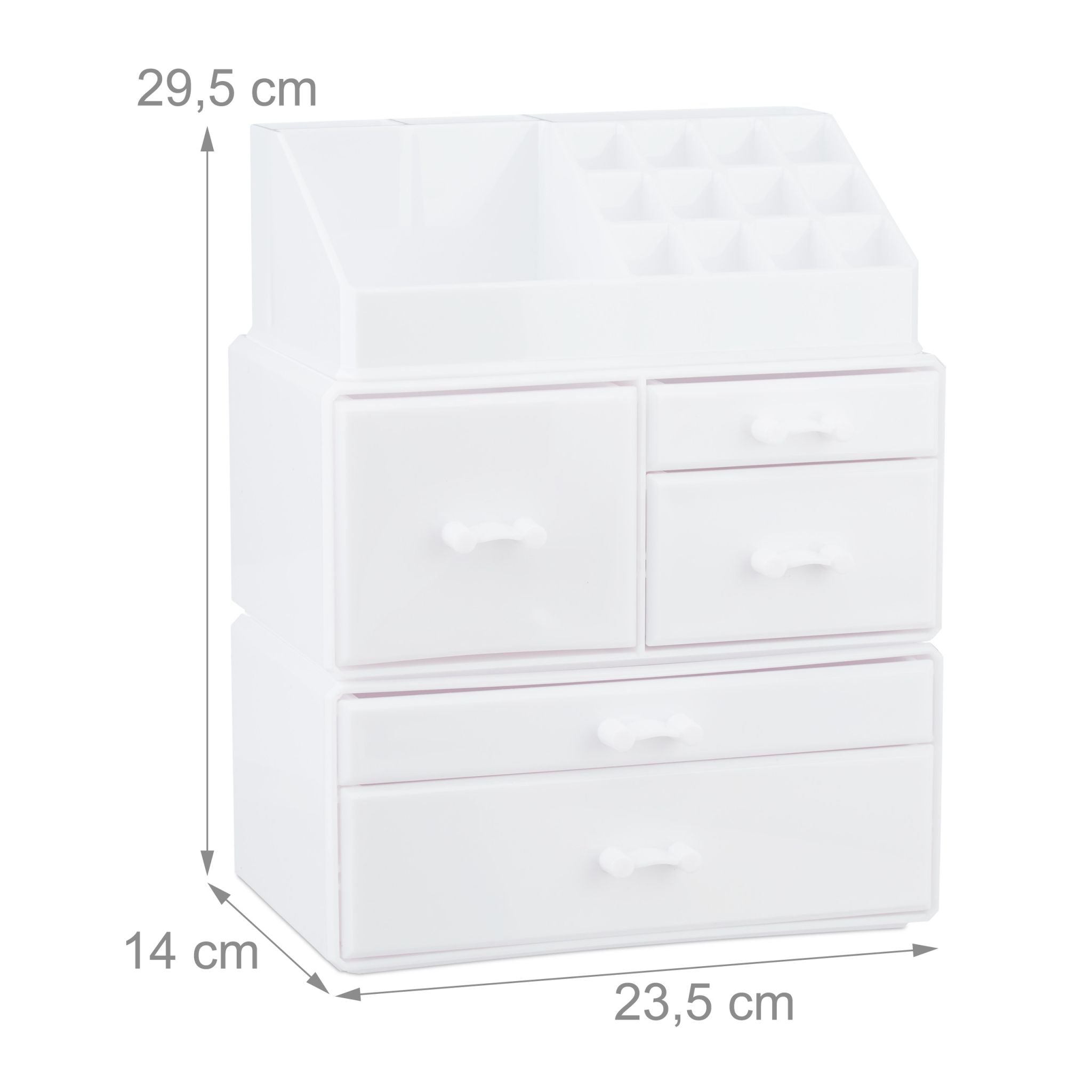 Make Up Organizer mit 21 Fächern Acryl Weiss von Relaxdays
