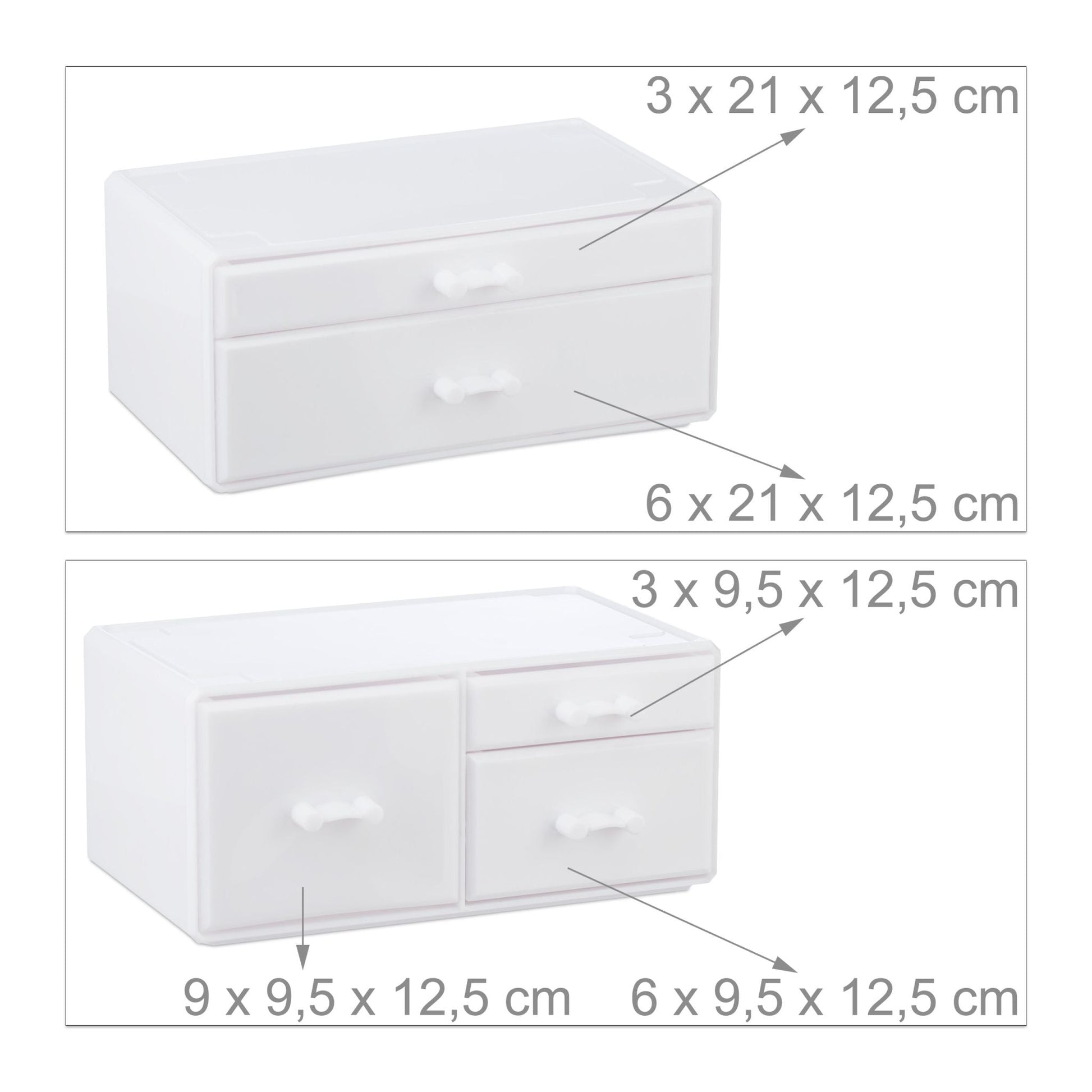 Make Up Organizer mit 21 Fächern Acryl Weiss von Relaxdays