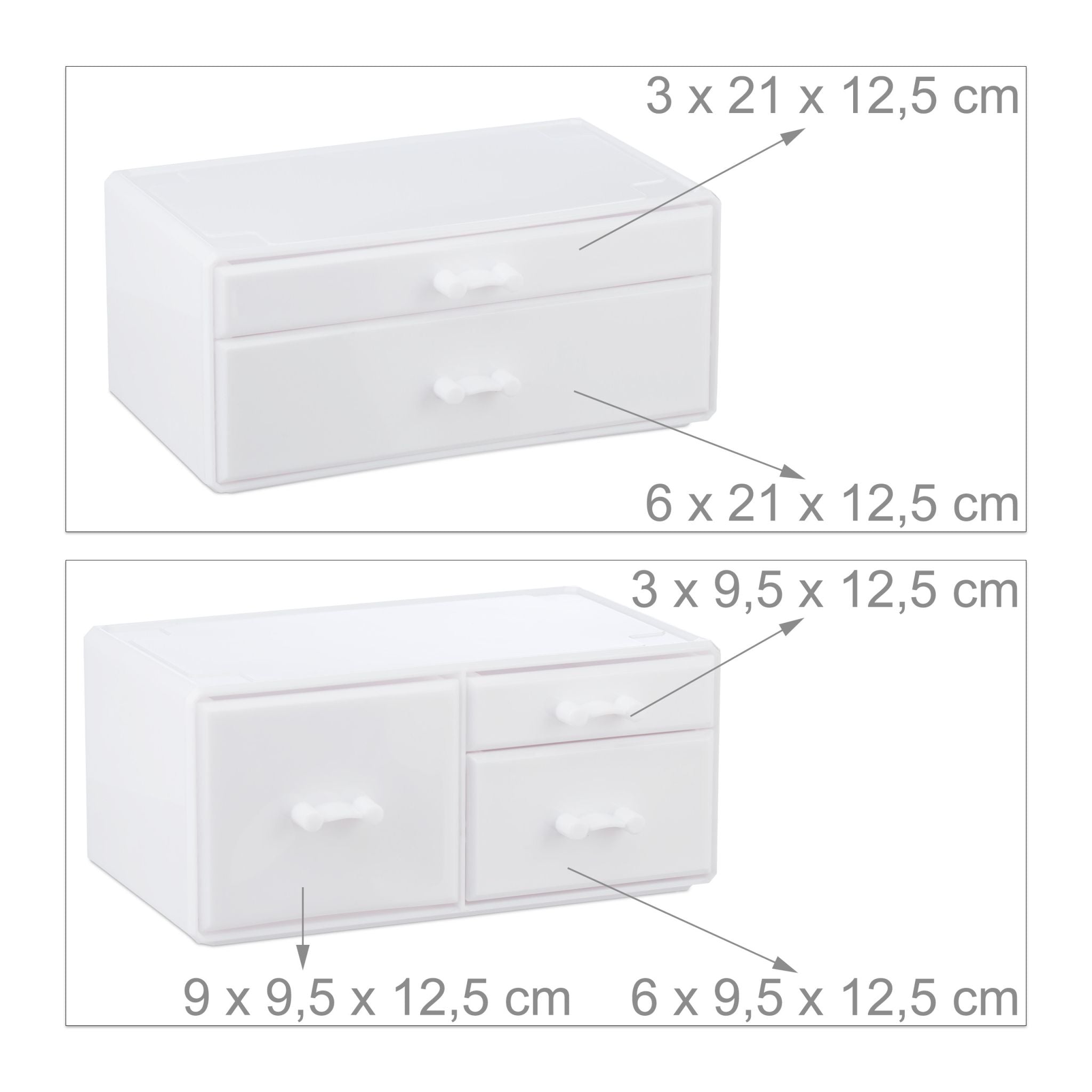 Make Up Organizer mit 21 Fächern Acryl Weiss von Relaxdays