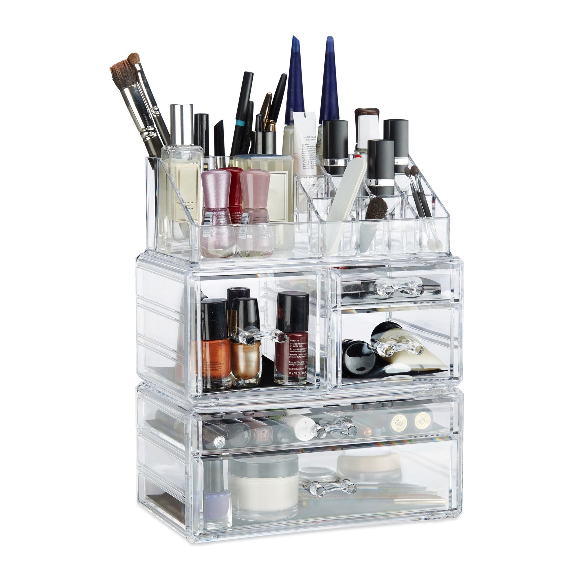 Make Up Organizer mit 21 Fächern Acryl Transparent von Relaxdays