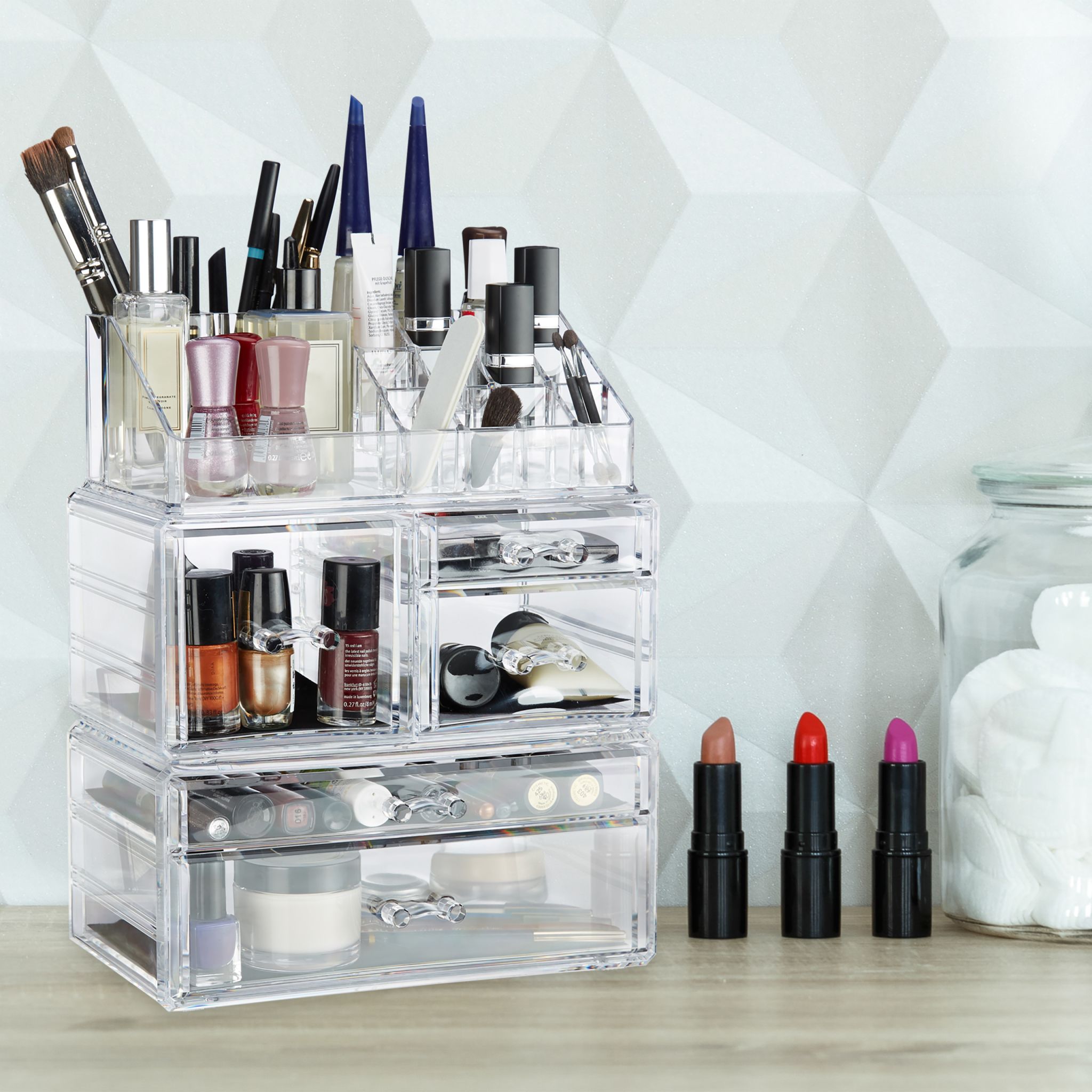 Make Up Organizer mit 21 Fächern Acryl Transparent von Relaxdays