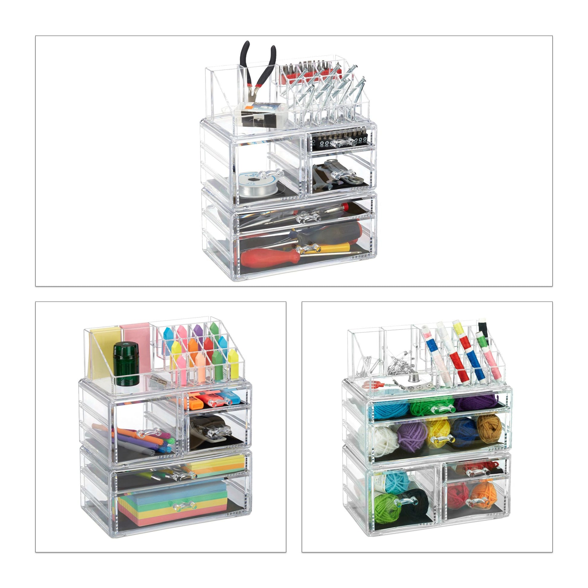 Make Up Organizer mit 21 Fächern Acryl Transparent von Relaxdays