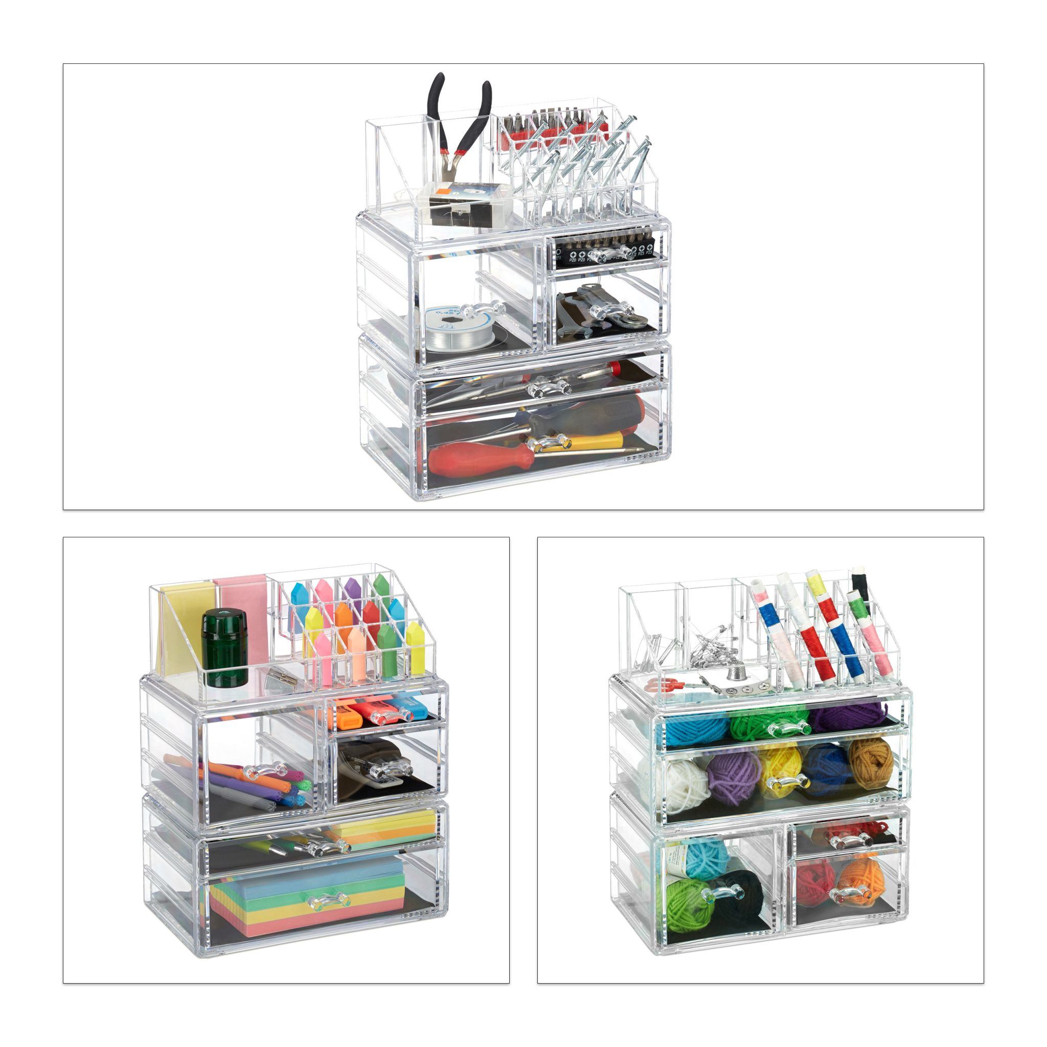 Make Up Organizer mit 21 Fächern Acryl Transparent von Relaxdays