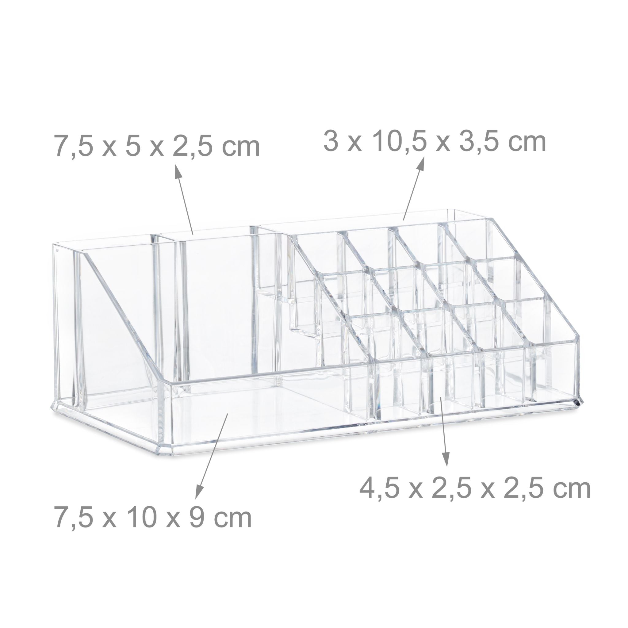 Make Up Organizer mit 21 Fächern Acryl Transparent von Relaxdays