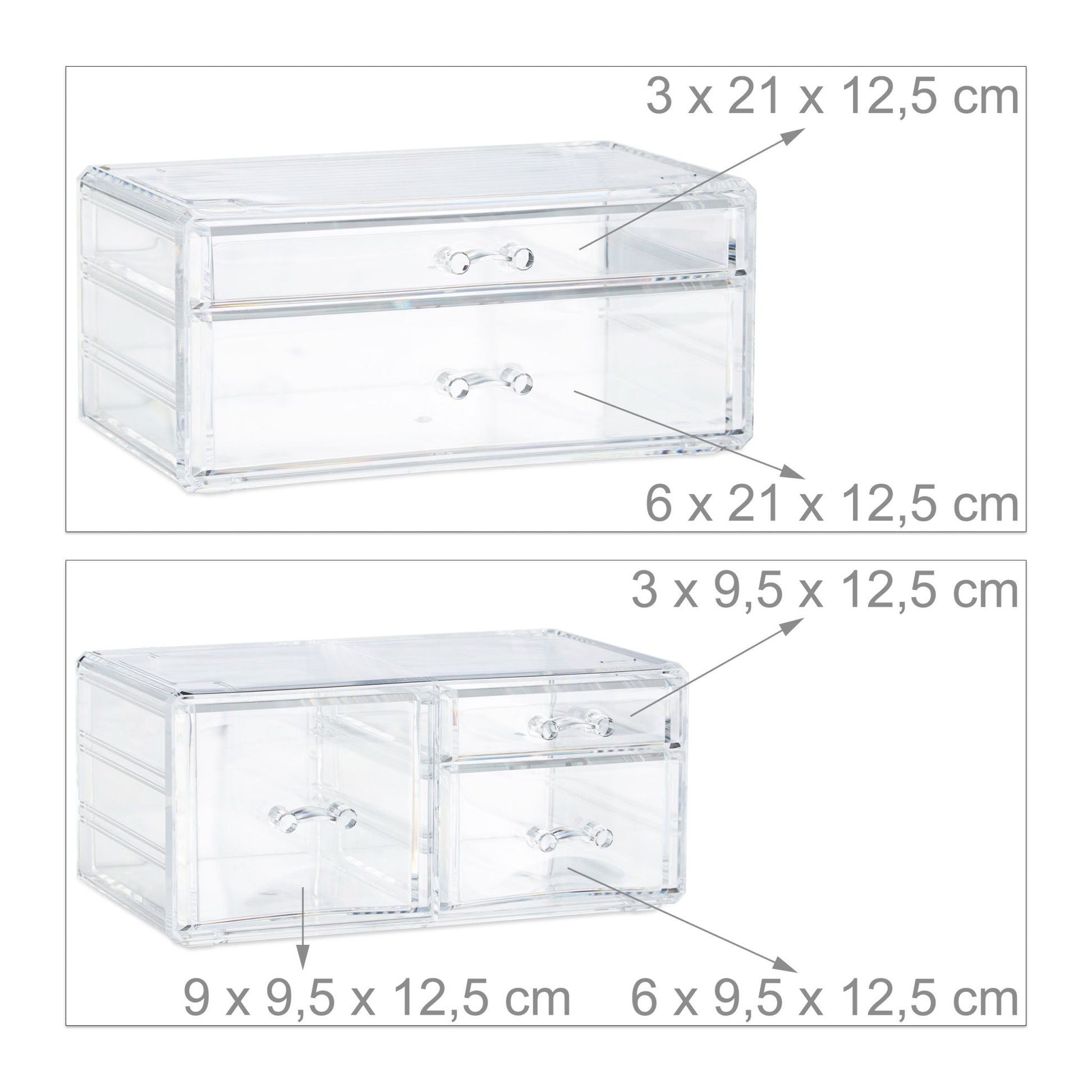 Make Up Organizer mit 21 Fächern Acryl Transparent von Relaxdays