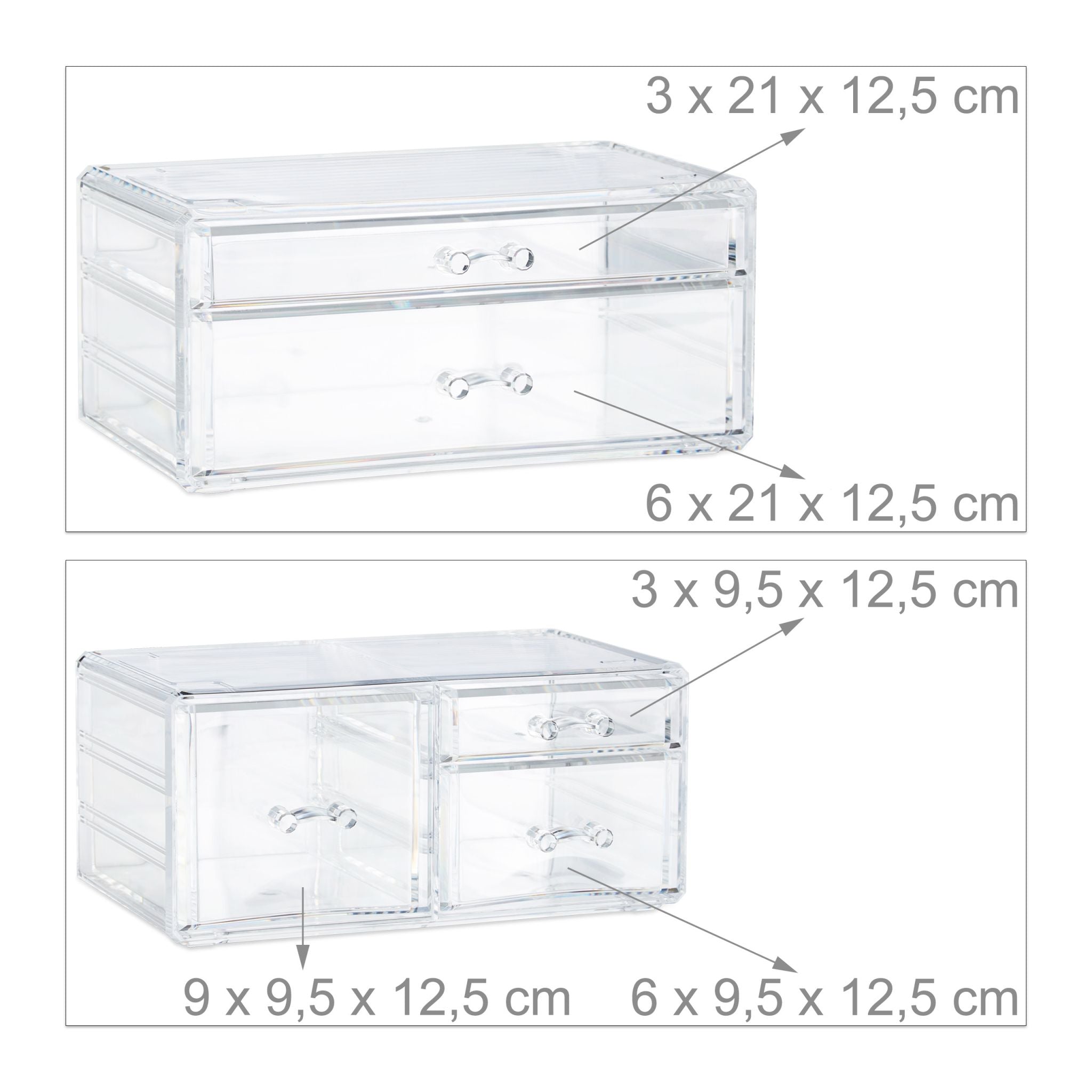 Make Up Organizer mit 21 Fächern Acryl Transparent von Relaxdays