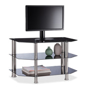 Fernsehtisch Schwarzglas Schwarz-Silber von Relaxdays