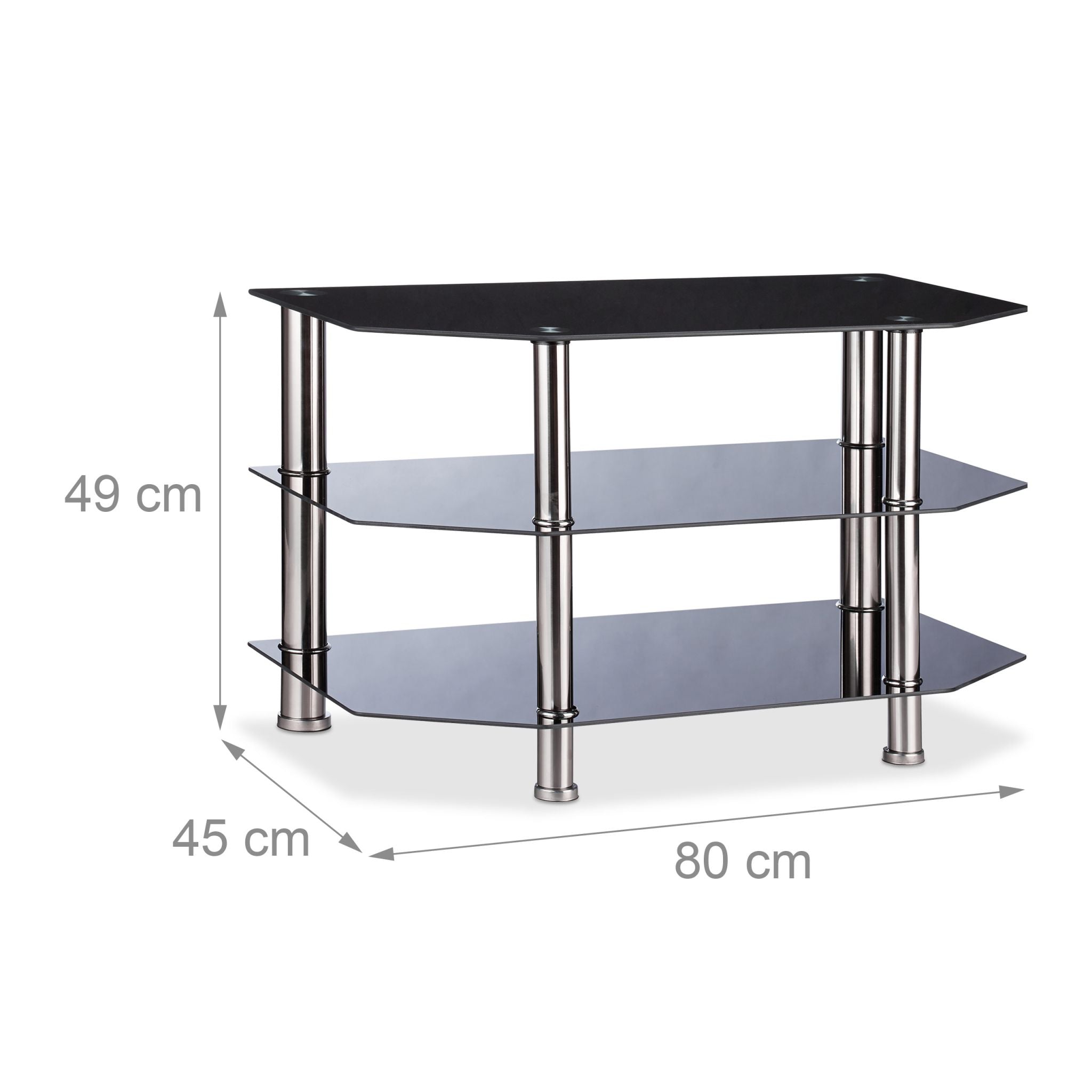 Fernsehtisch Schwarzglas Schwarz-Silber von Relaxdays
