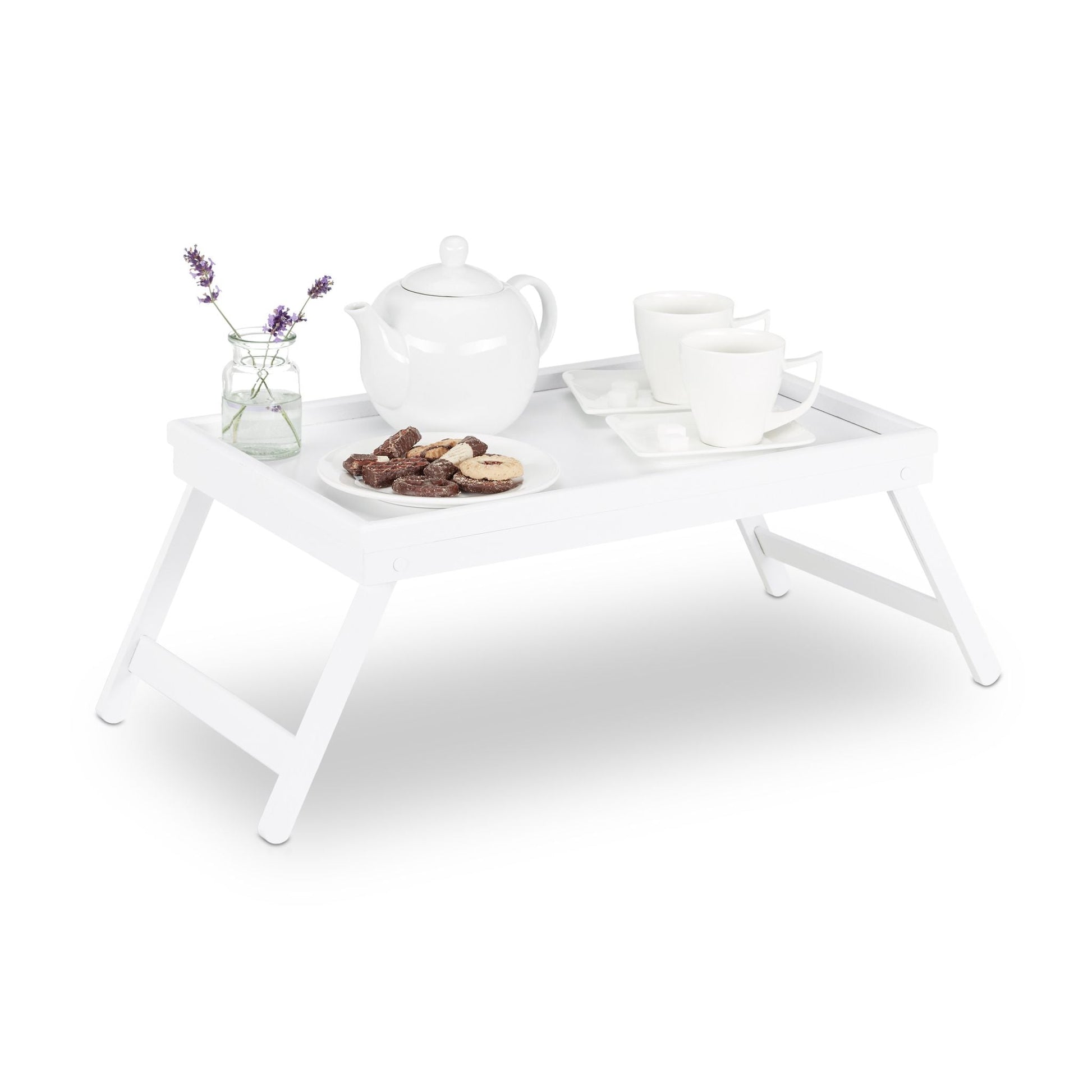 Betttablett Bambus Weiss von Relaxdays