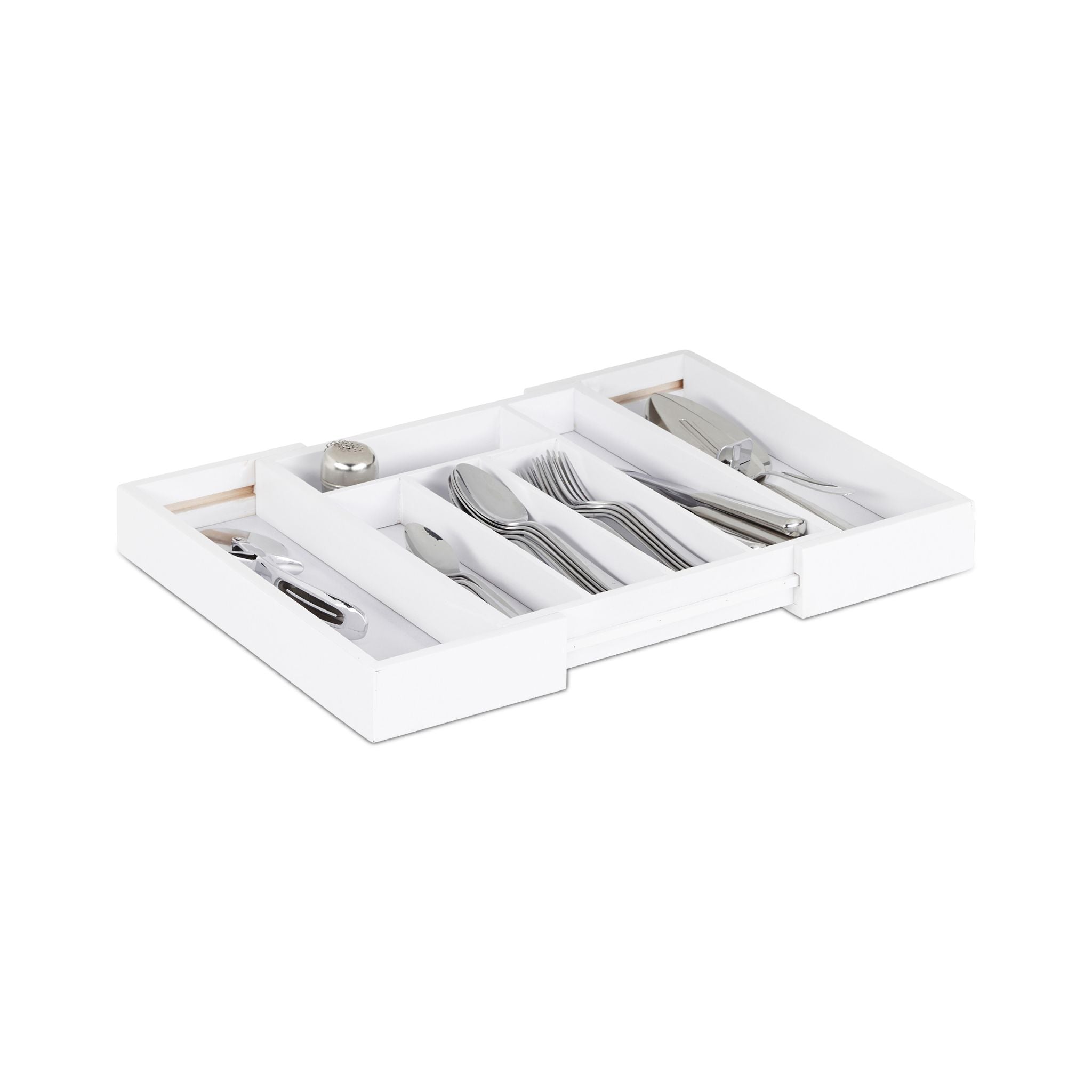 Besteckkasten Bambus ziehbar Weiss von Relaxdays