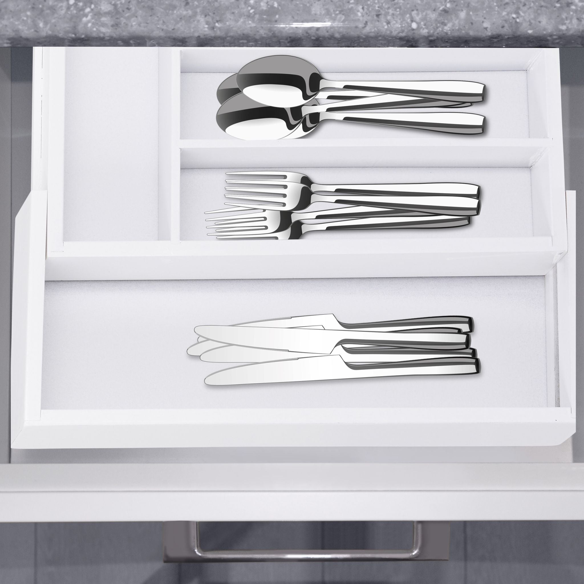 Besteckkasten Bambus ziehbar Weiss von Relaxdays