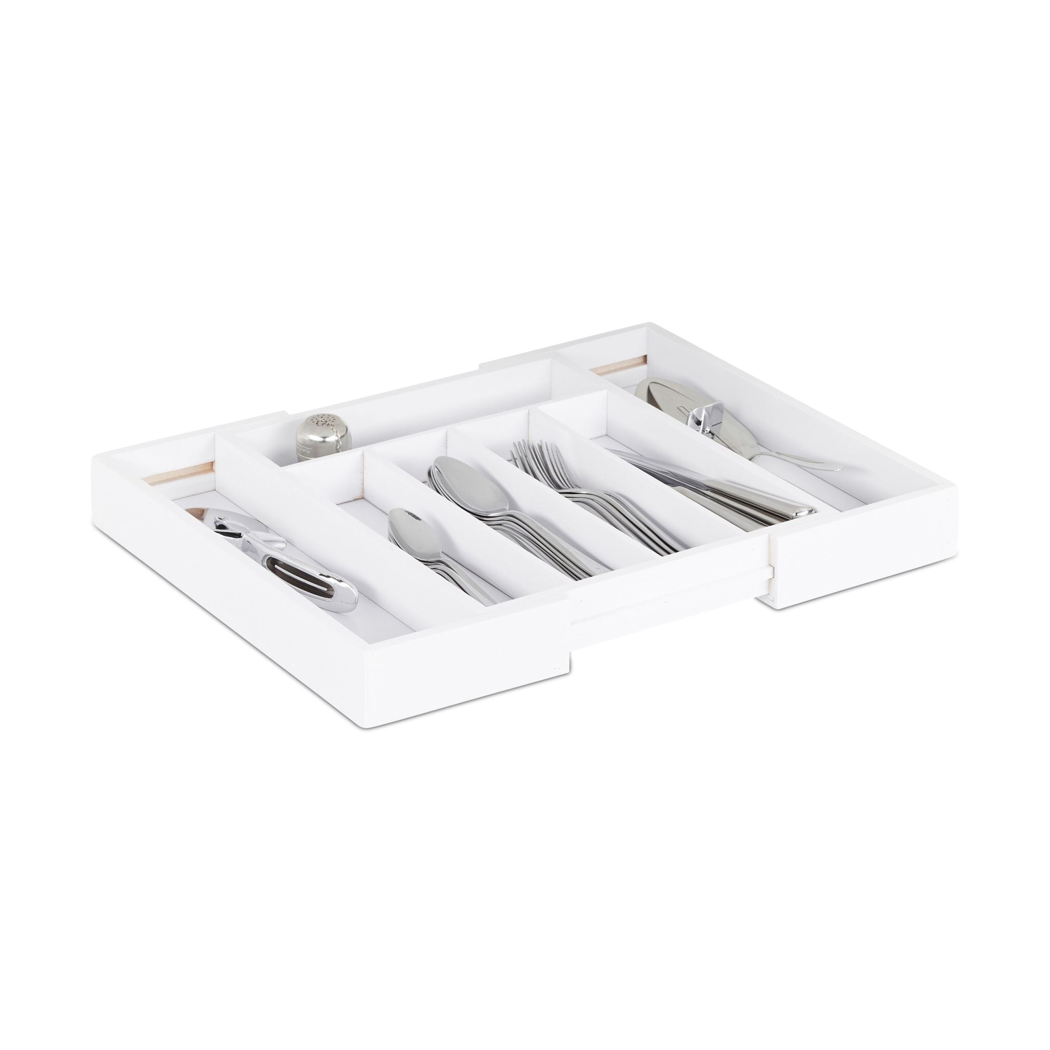 Besteckkasten Bambus verstellbar Weiss von Relaxdays