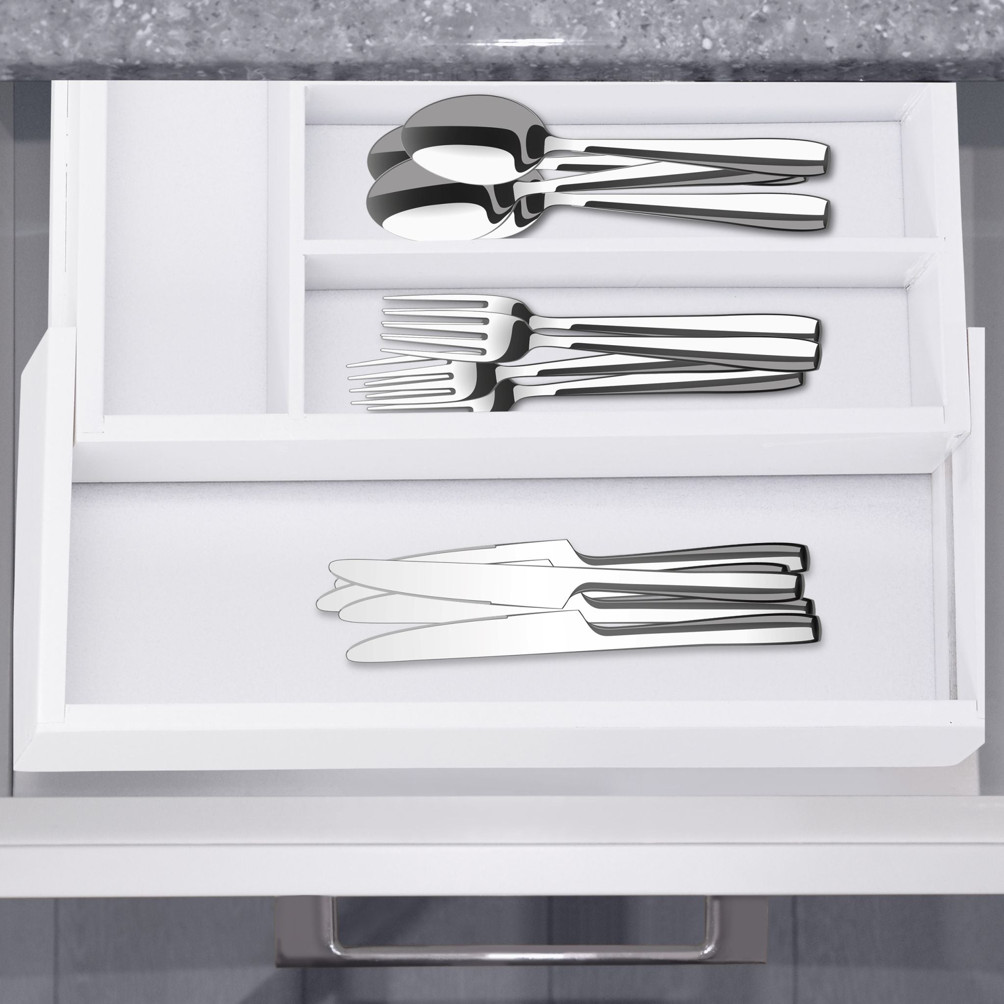 Besteckkasten Bambus verstellbar Weiss von Relaxdays