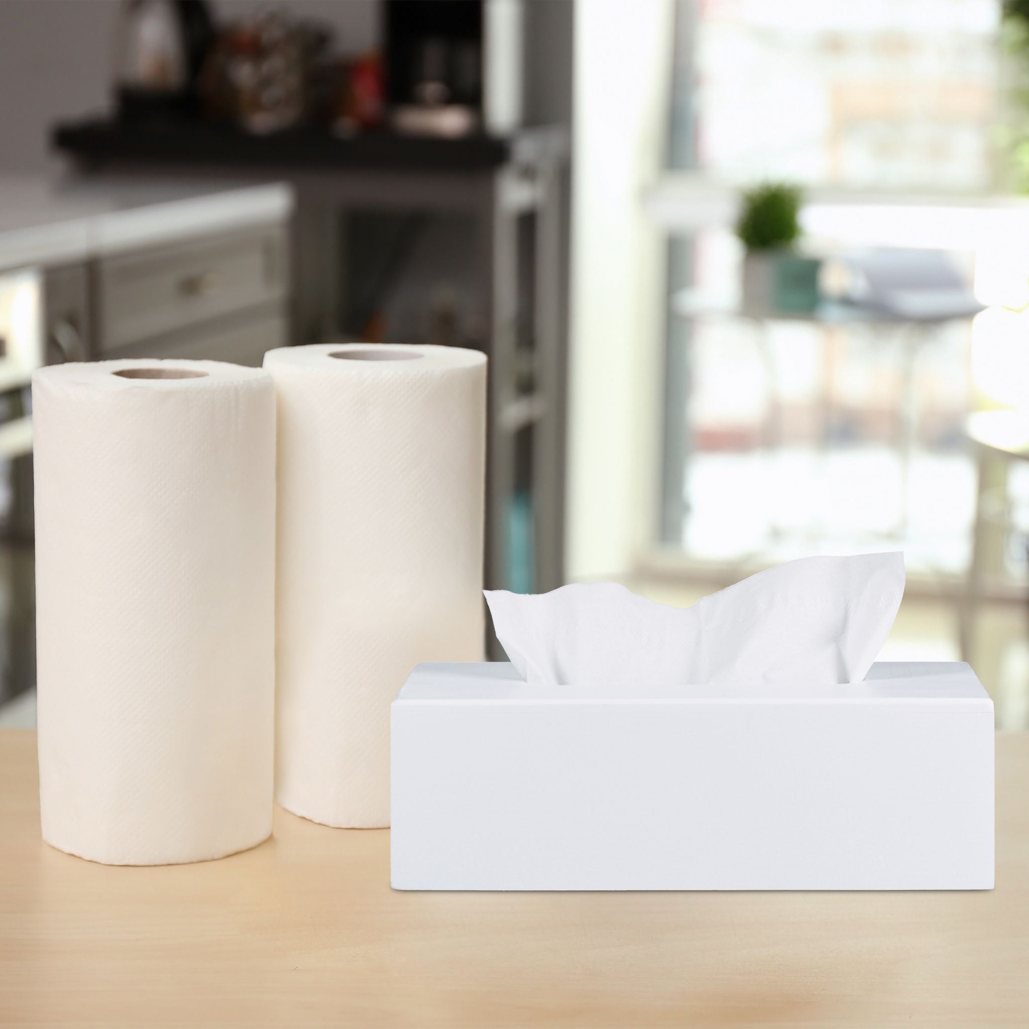 Bambus Tücherbox weiss Weiss von Relaxdays