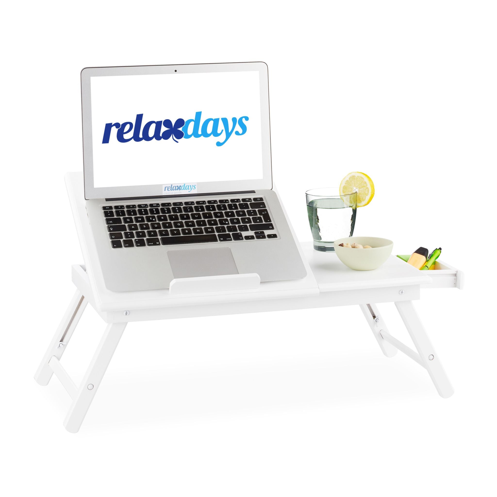 Bambus Laptoptisch weiss Weiss von Relaxdays