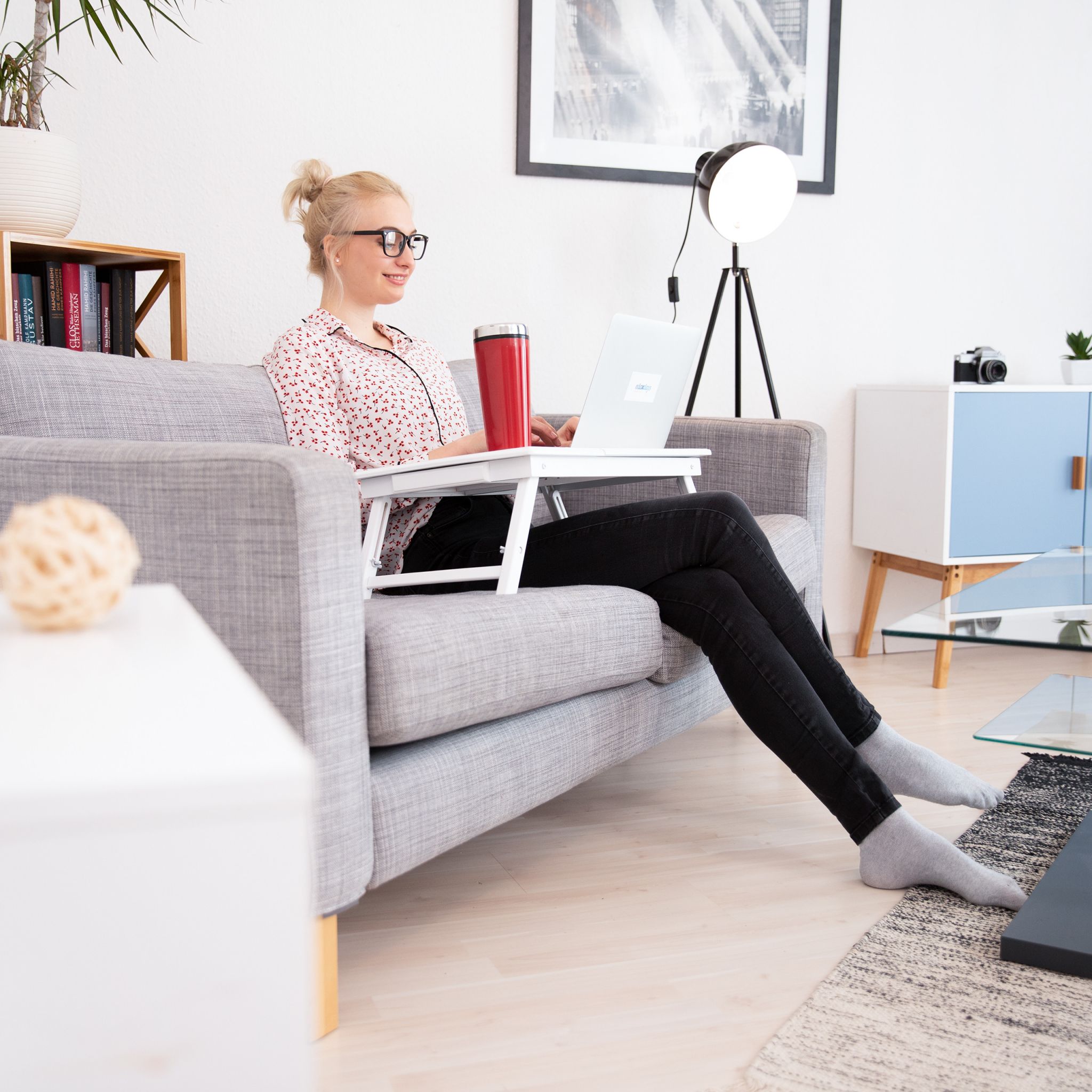 Bambus Laptoptisch weiss Weiss von Relaxdays