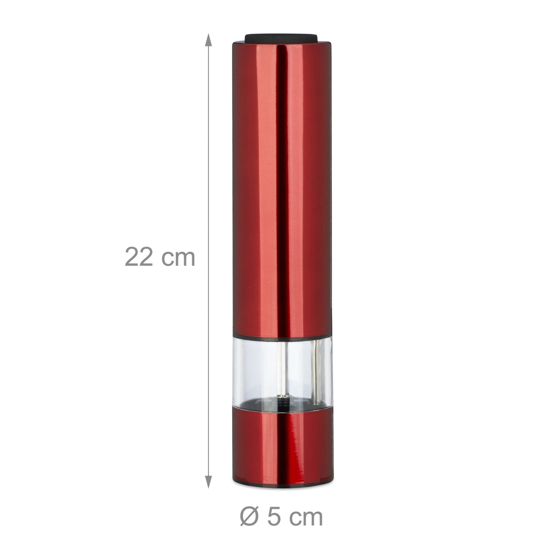 Elektrische Pfeffermühle 2er-Set Rot Rot-Transparent von Relaxdays