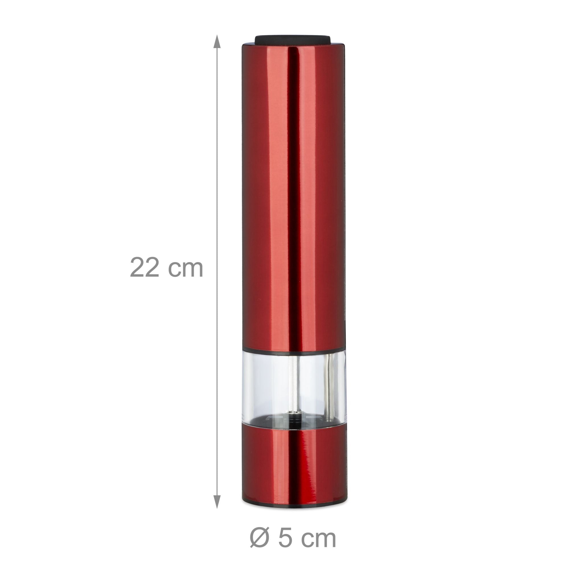 Elektrische Pfeffermühle 2er-Set Rot Rot-Transparent von Relaxdays