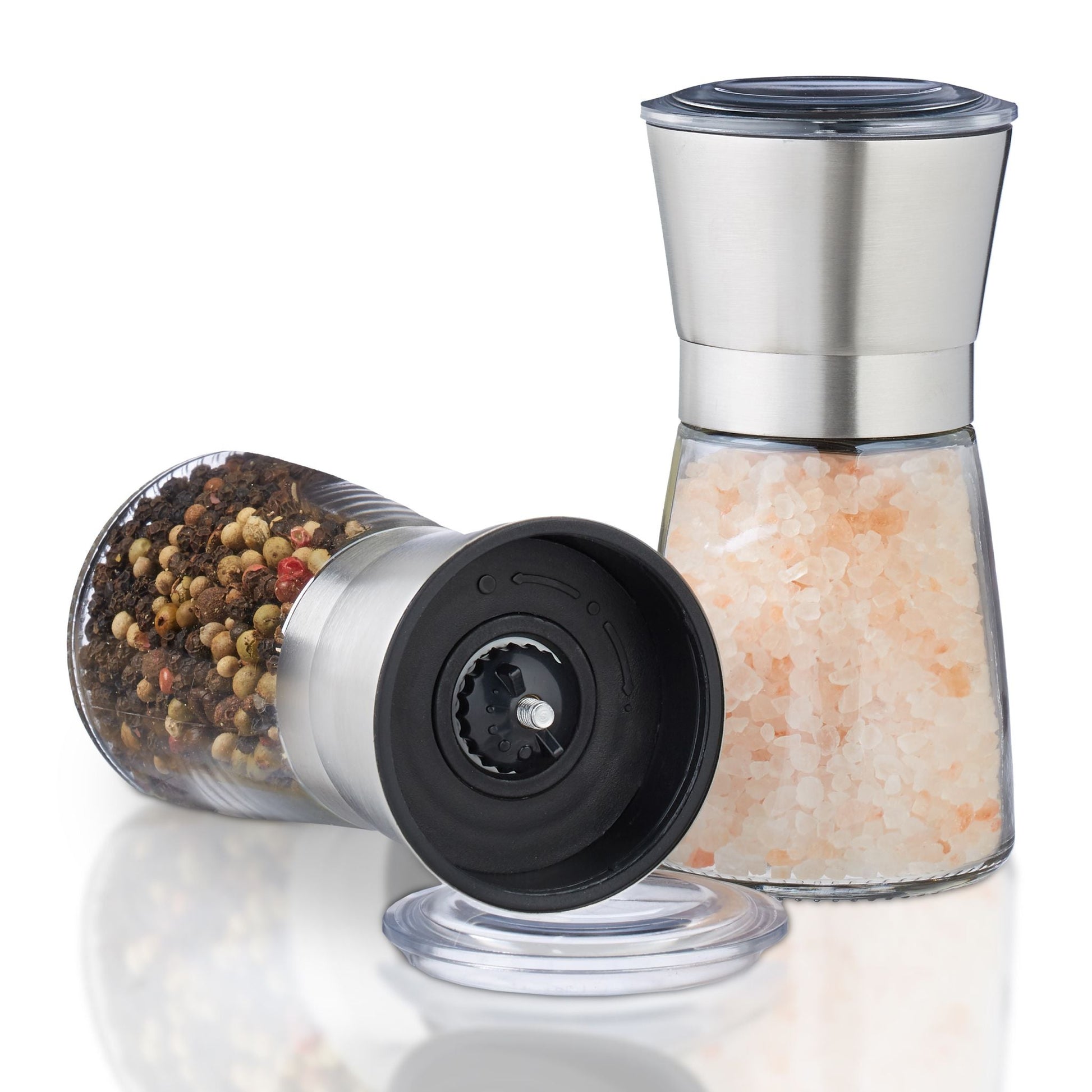 Pfeffermühle Glas Design 2er-Set Silber-Transparent von Relaxdays