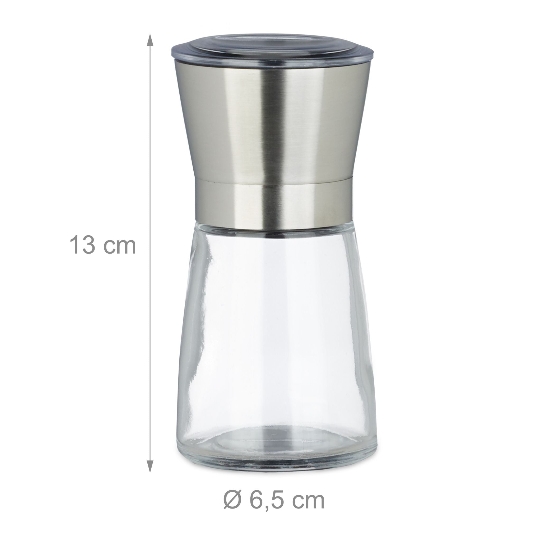 Pfeffermühle Glas Design 2er-Set Silber-Transparent von Relaxdays