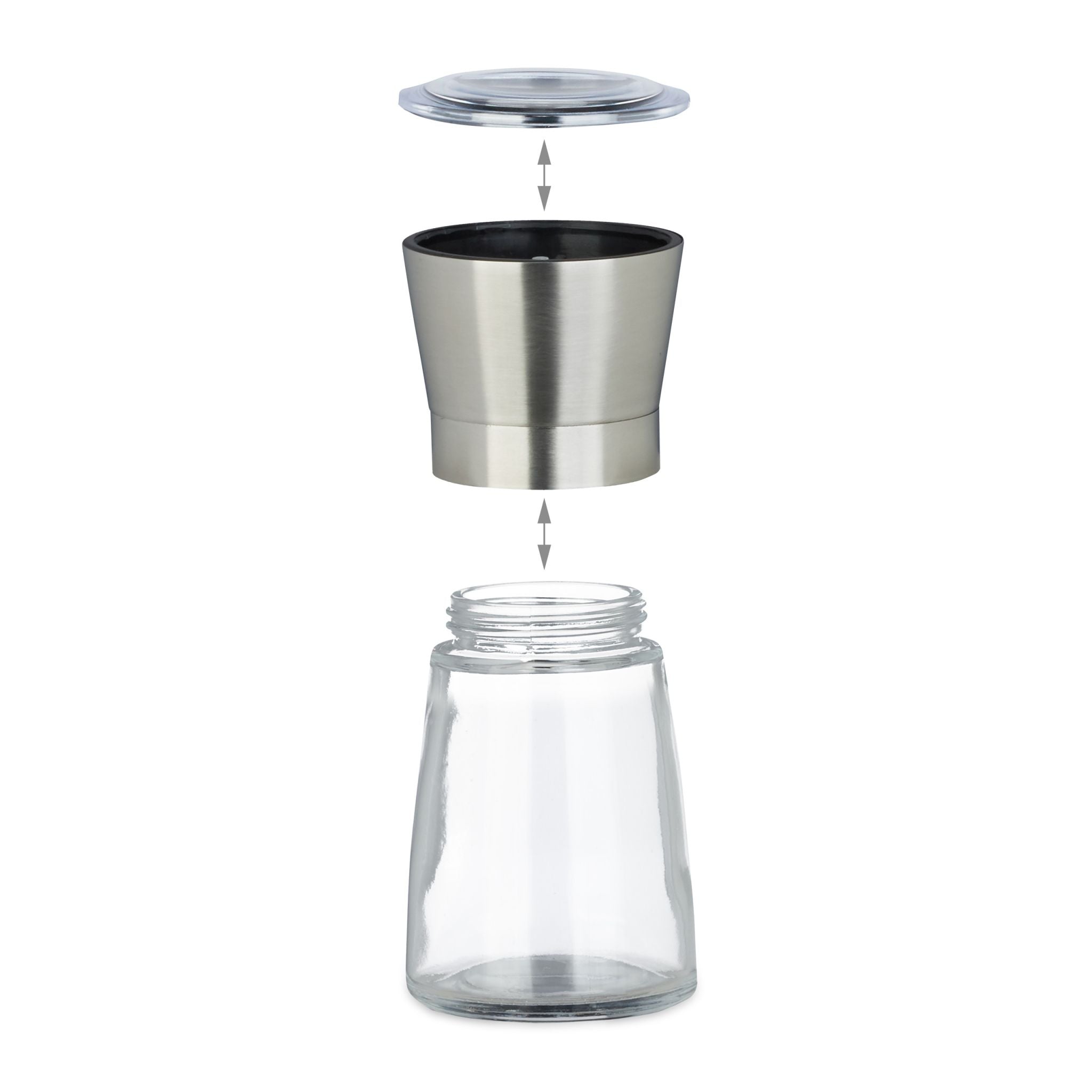 Pfeffermühle Glas Design 2er-Set Silber-Transparent von Relaxdays
