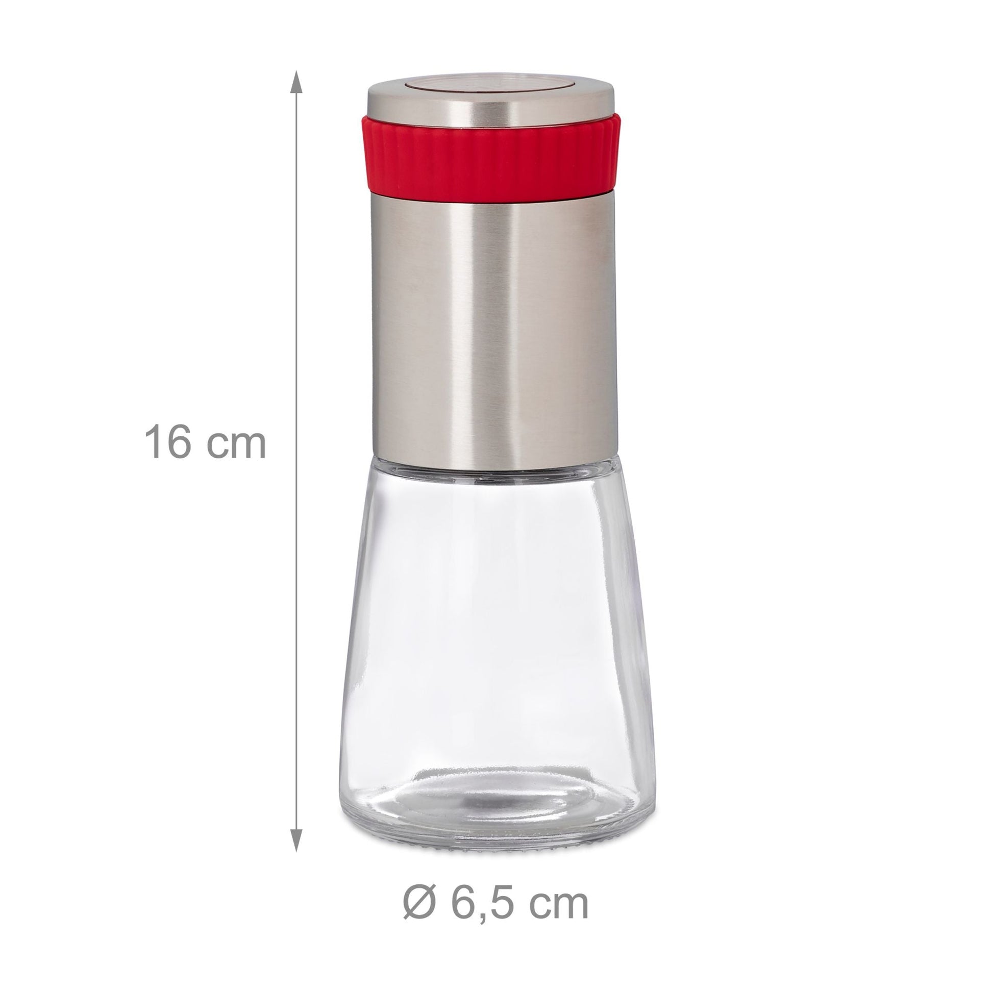 Chilimühle mit Kräutermahlwerk Rot-Silber-Transparent von Relaxdays