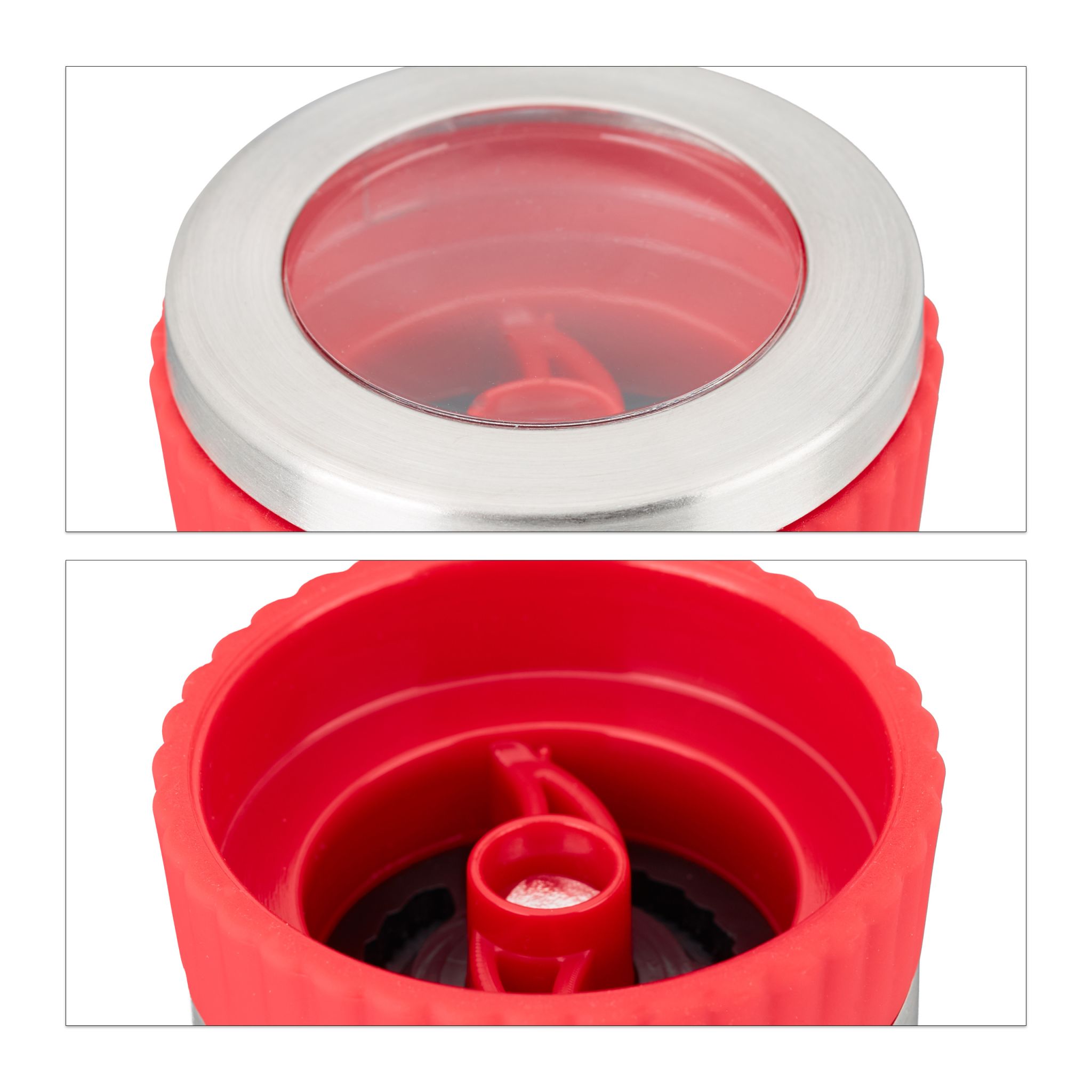 Chilimühle mit Kräutermahlwerk Rot-Silber-Transparent von Relaxdays