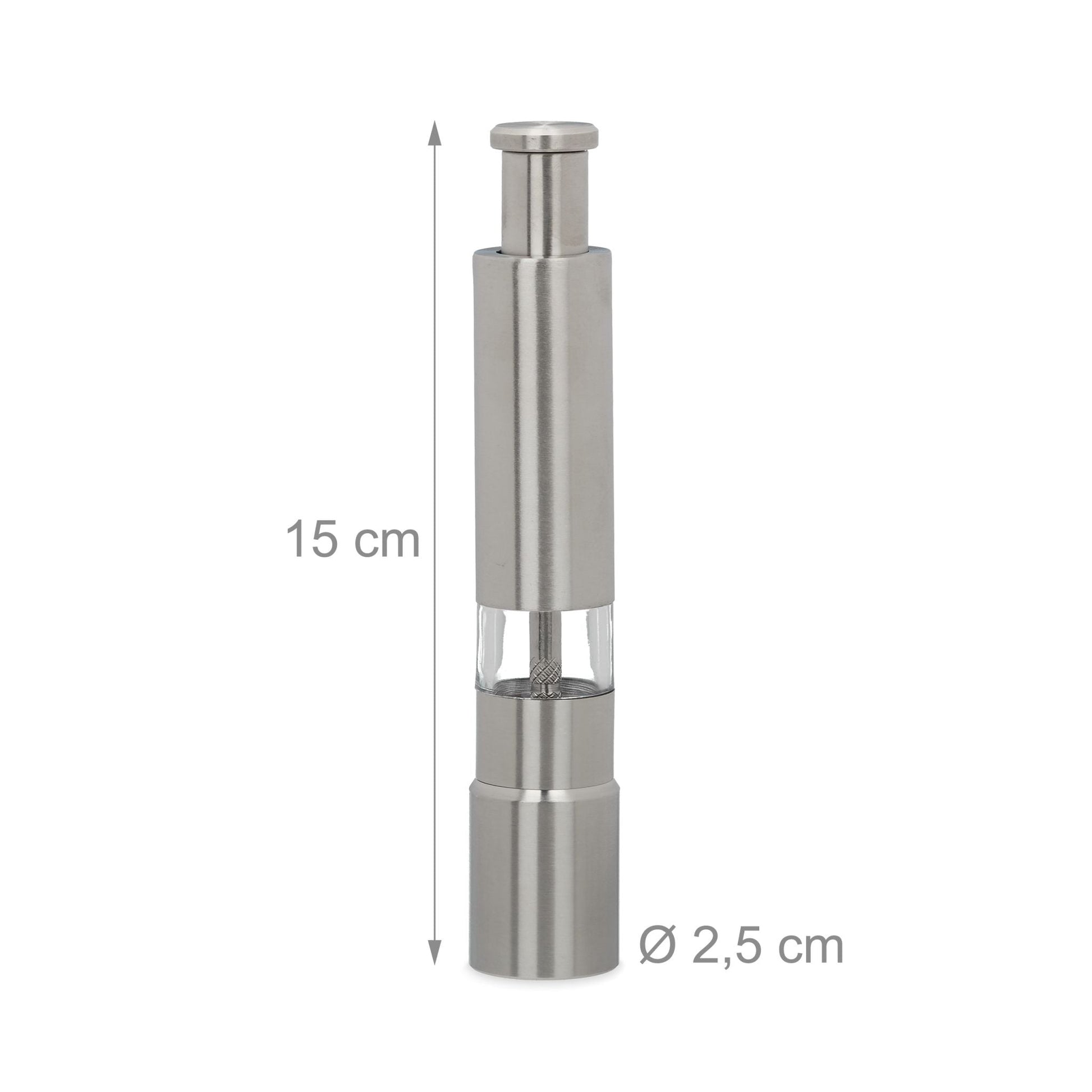 Pfeffermühle manuell 2er-Set Edelstahl Silber-Transparent von Relaxdays