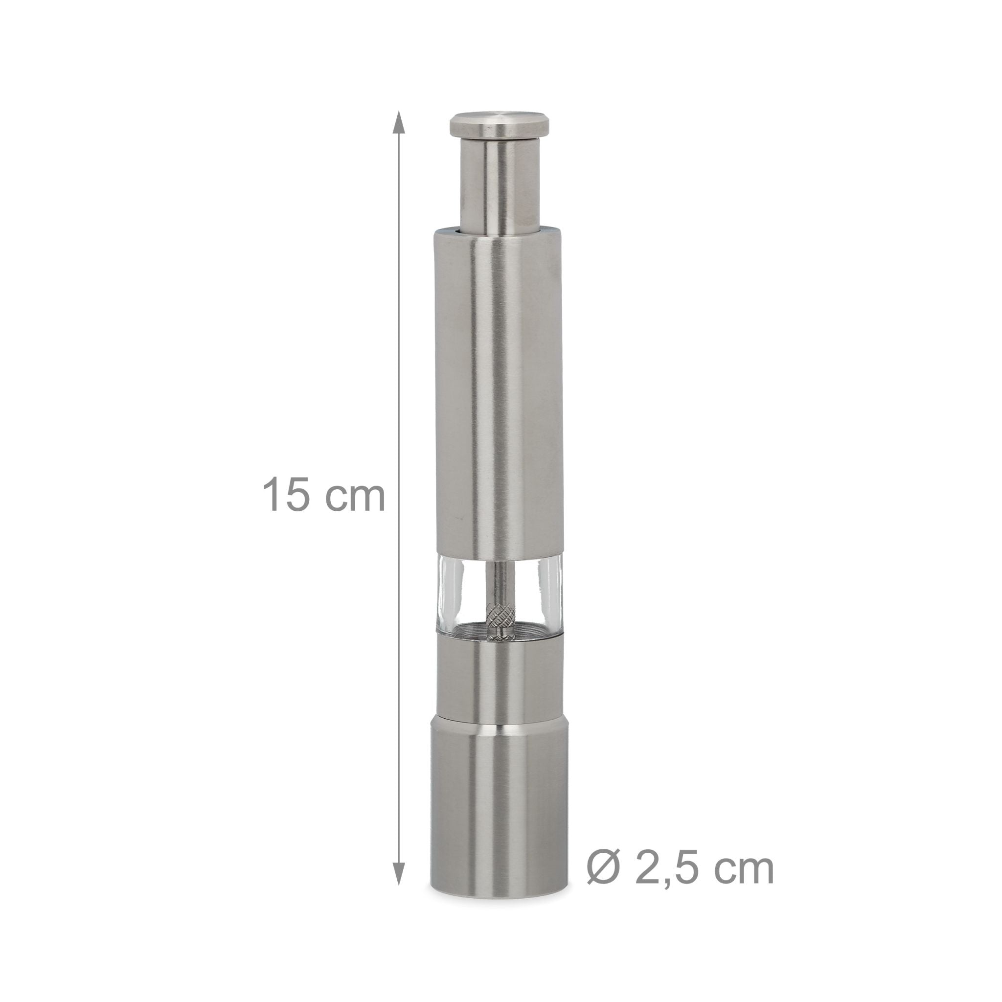 Pfeffermühle manuell 2er-Set Edelstahl Silber-Transparent von Relaxdays