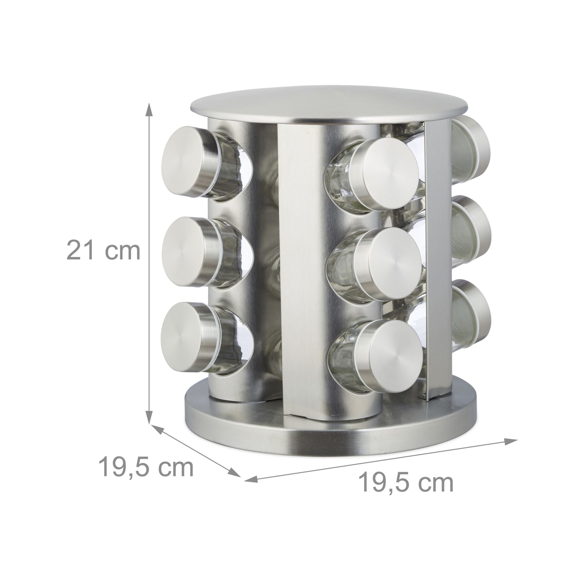 Gewürzregal drehbar Silber-Transparent von Relaxdays